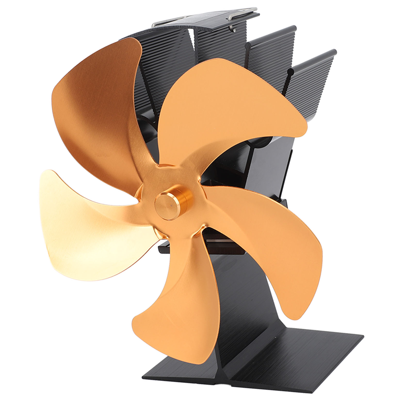 5-blatt-wärmeventilator Für Kaminöfen, Selbstheizender Holzofenventilator, Goldener Kamin