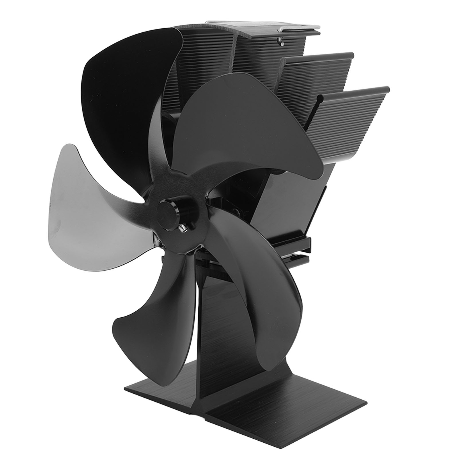 5-blatt-wärmeventilator, Kaminventilator, Selbsttätiger Wärmeventilator Für Holzkamine, Schwarz