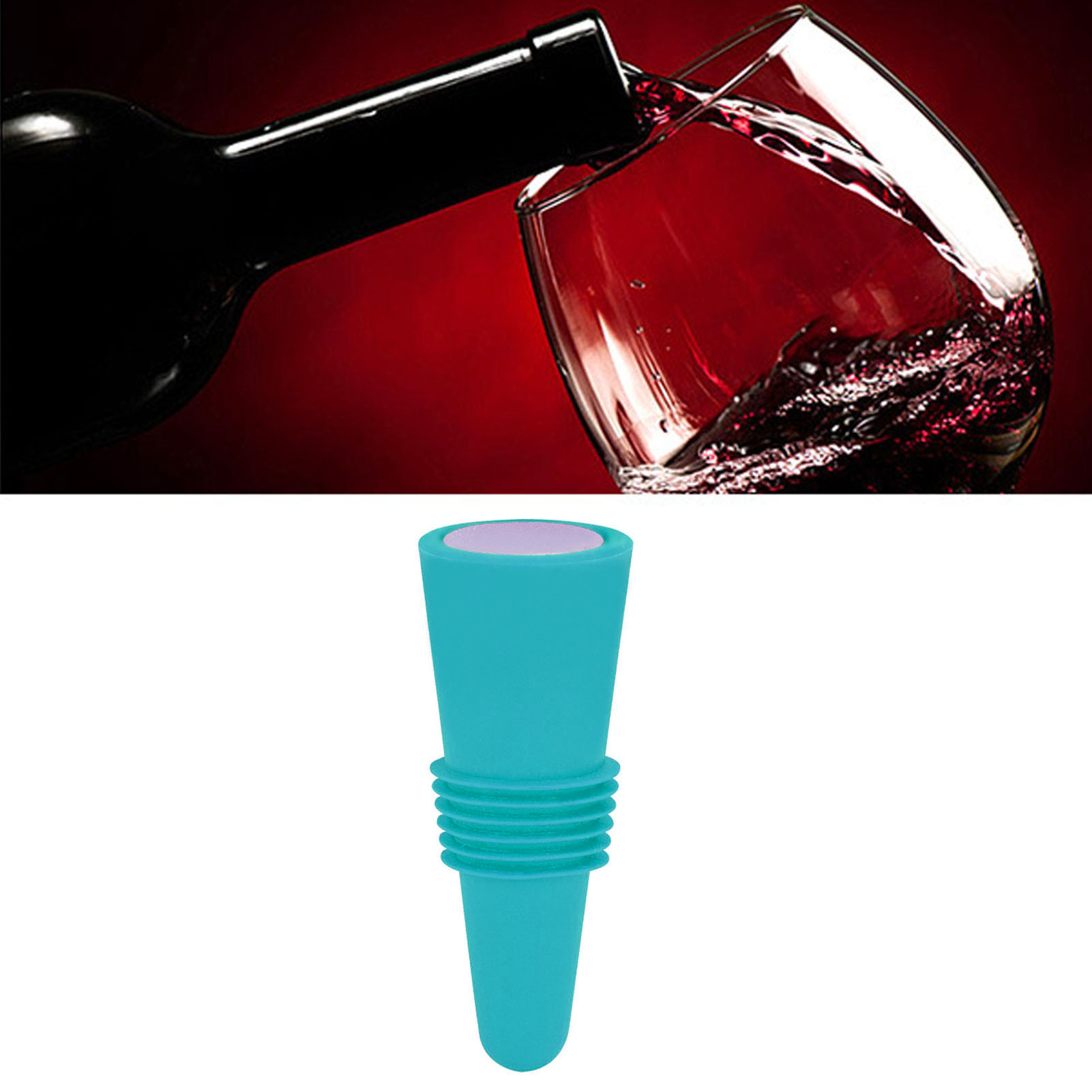 Weinstopper Aus Lebensmittelechtem Silikon, Edelstahl, 6,1 X 2,35 Cm, Dekorativ, Praktisch, Wiederverwendbar, Zur Dekoration, Blau