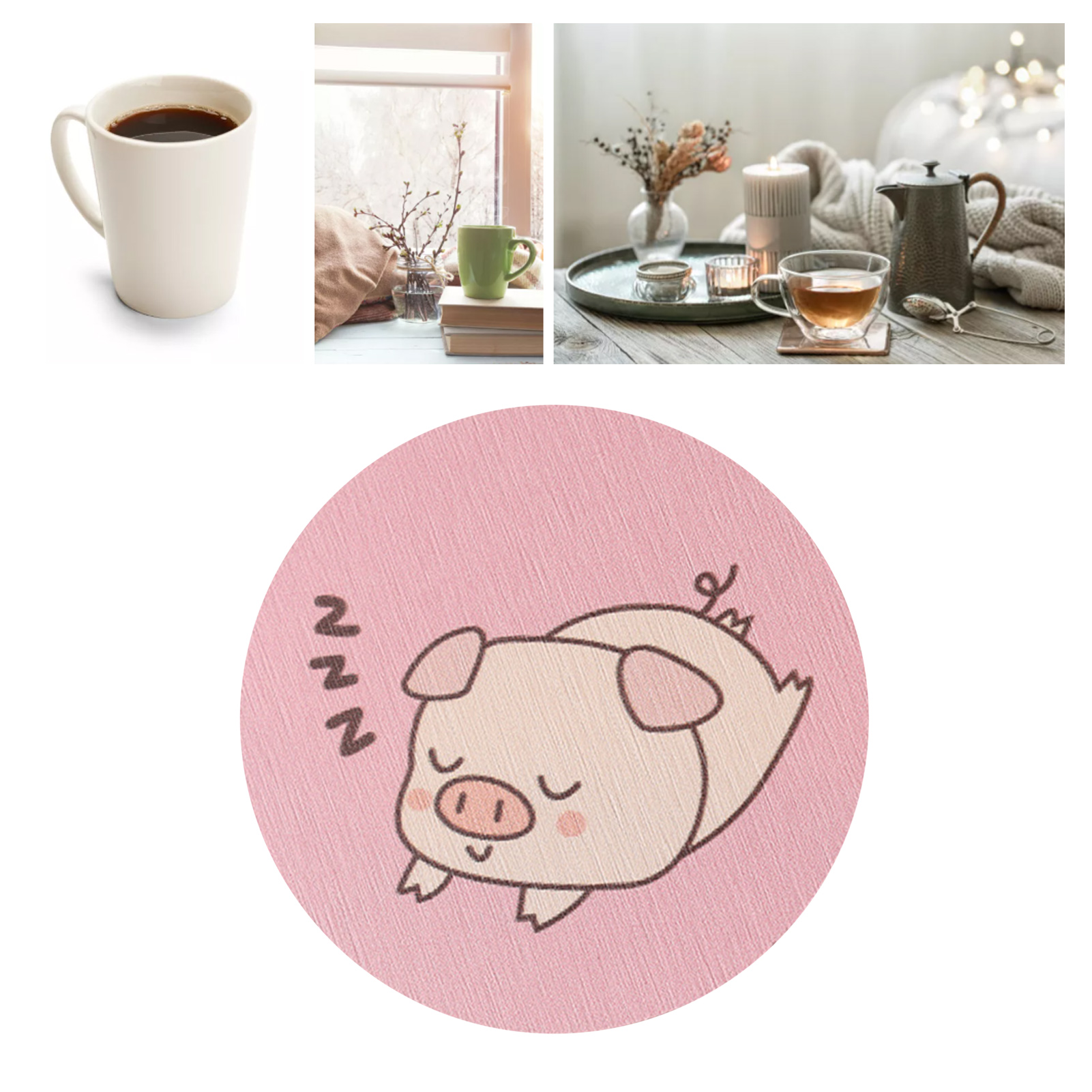Runde Untersetzer Aus Kieselgur, Wasserabsorbierend, Besteckisolierung, Hitzeschutz, Marmortischdekoration, Rosa Schweinchen