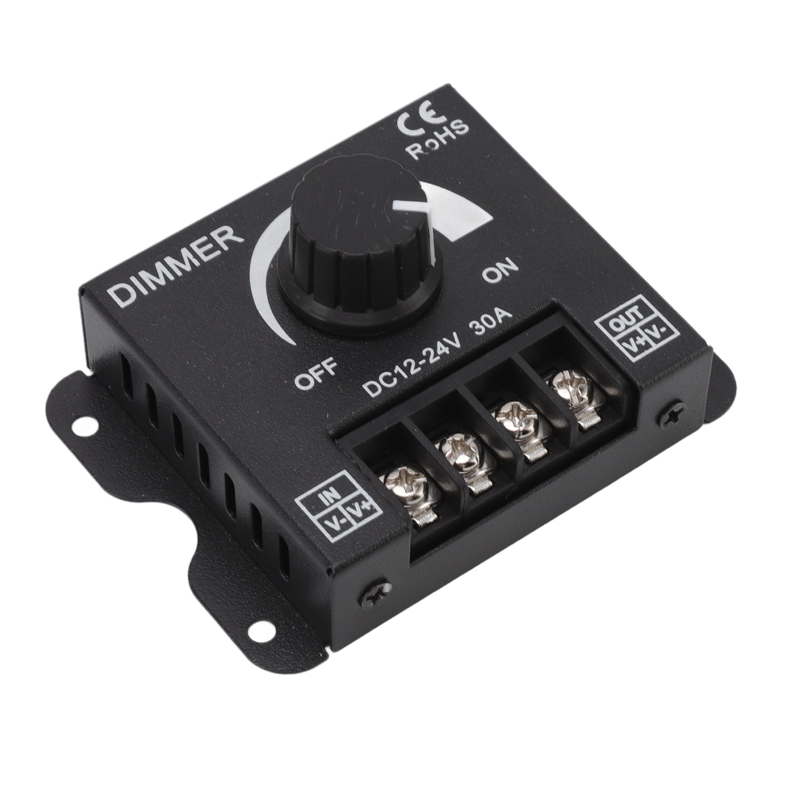 Led-dimmregler Mit Einem Pwm-kanal Und Stufenloser Lichtintensitätsregelung Für Einfarbige Led-streifen 5050 3528 Dc 12 V–24 V, 30 A