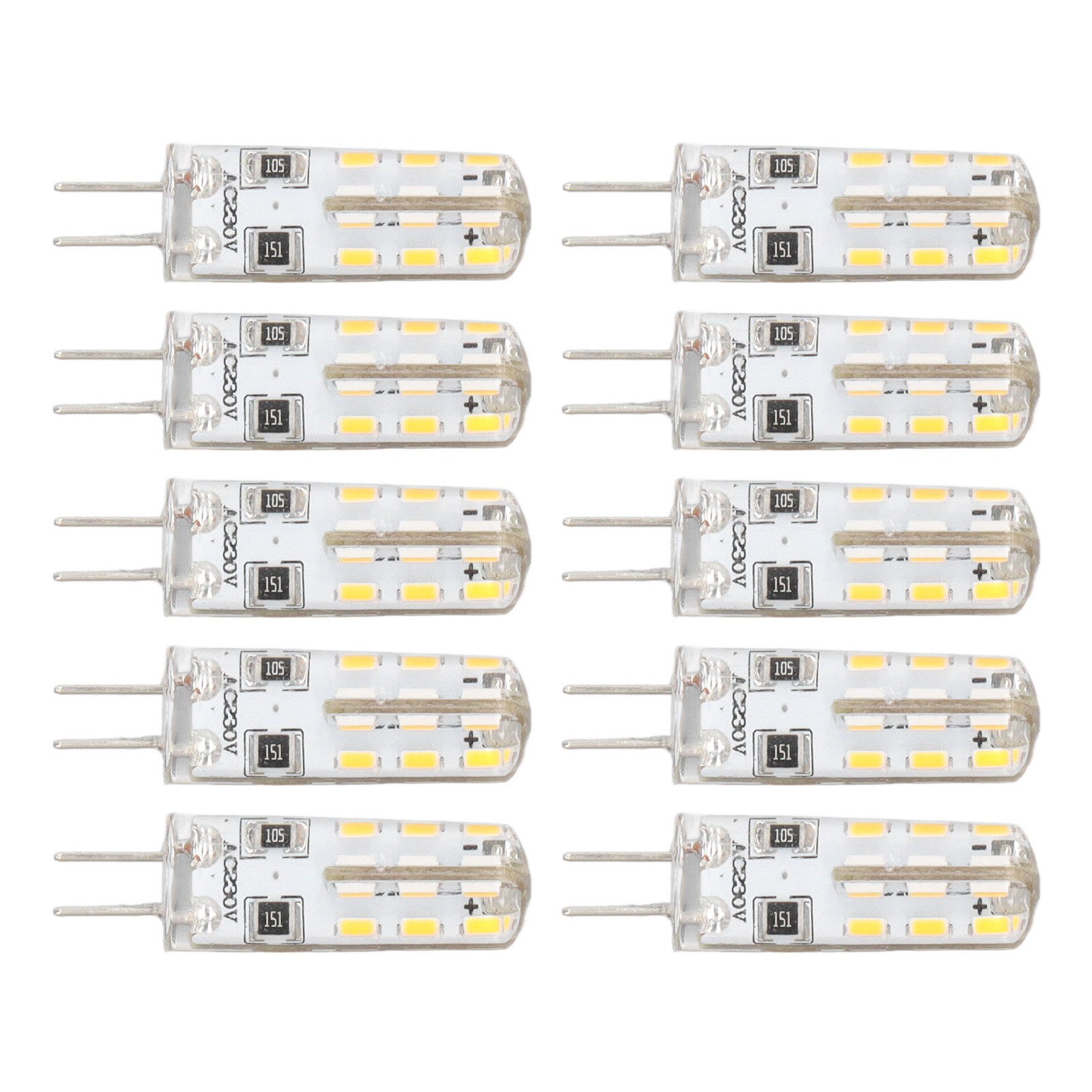 10 G4-led-lampen Mit Doppelfassung, Silikon, Warmweiß (3000 K), 1,5 W, 220 V Ac, 110 Lm, Ersatzlampen Für Gartenbeleuchtung