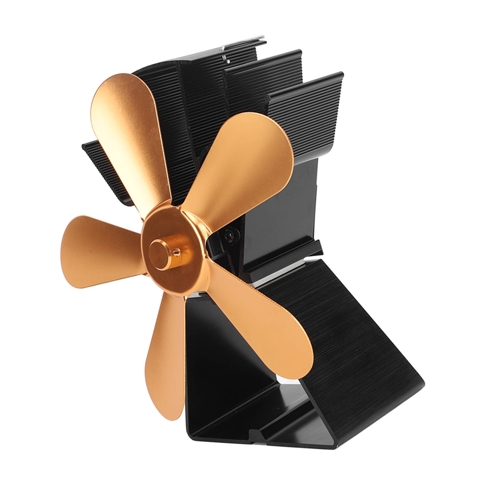 5-blatt-kaminventilator Mit Trapezförmigem Sockel, Wärmebetriebener Ventilator, Thermoelektrischer Ventilator Für Petroleum- Und Holzöfen, Gold