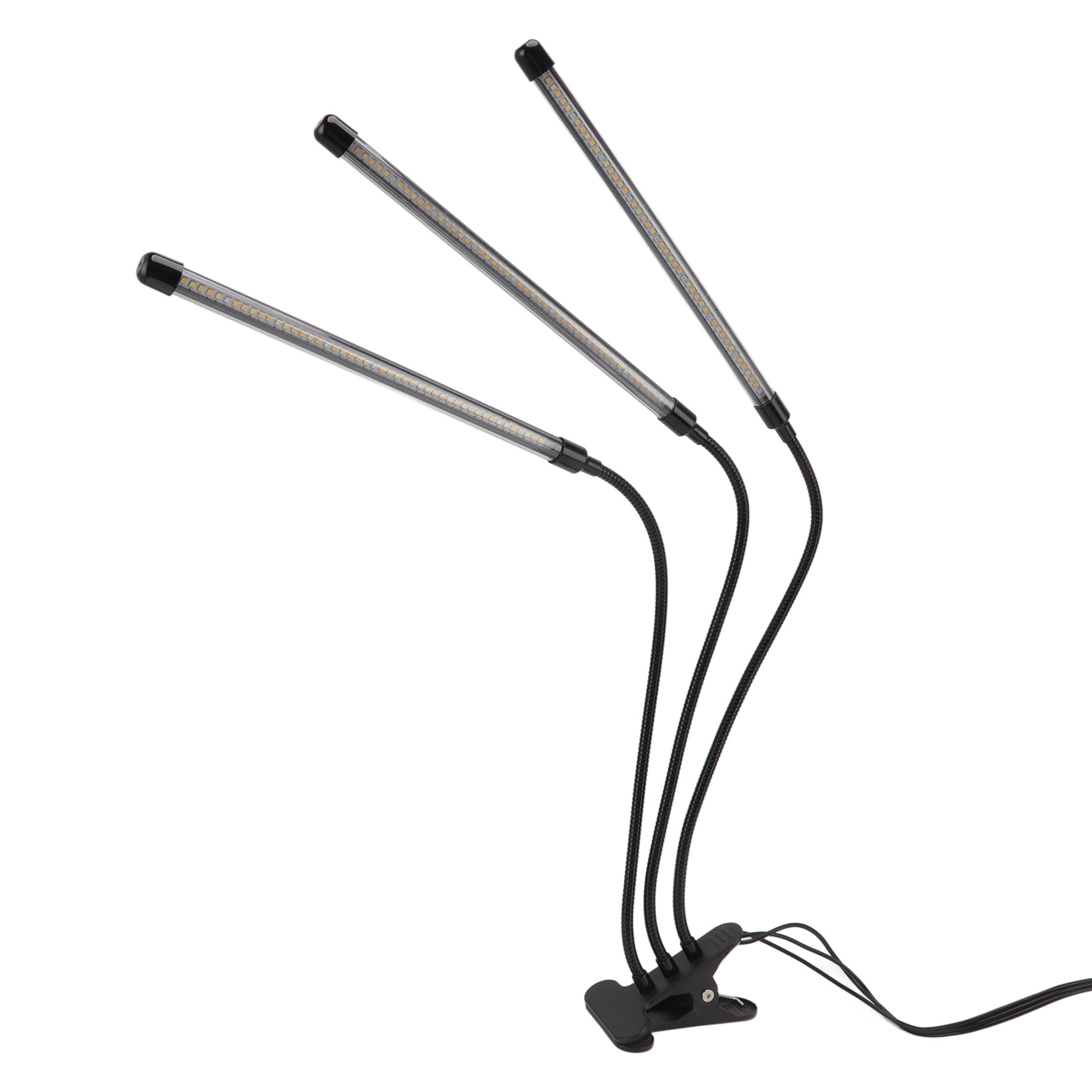 Usb-led-pflanzenlampe Mit Klemme, 3 Leuchtenköpfe, Vollspektrum (rot, Warmweiß), 10 Dimmstufen, Mit Timer