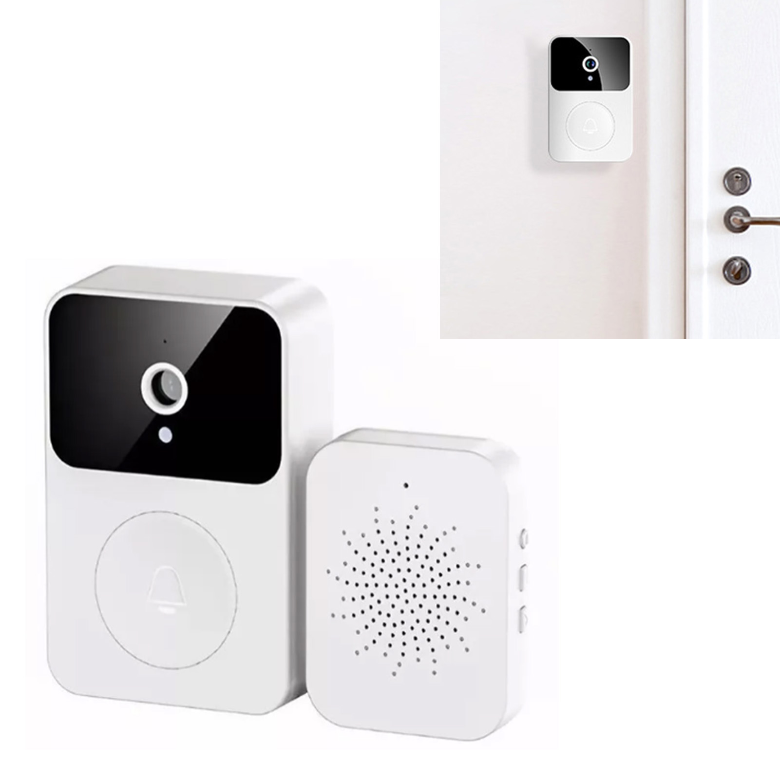 X9 Intelligente Kabellose Video-türklingel Mit Kamera Und Fernbedienung, Sprachsteuerung, Hd-nachtsicht, Home-app, Teilen-funktion, Automatischer Aufnahme, Cloud-speicher, Weiß