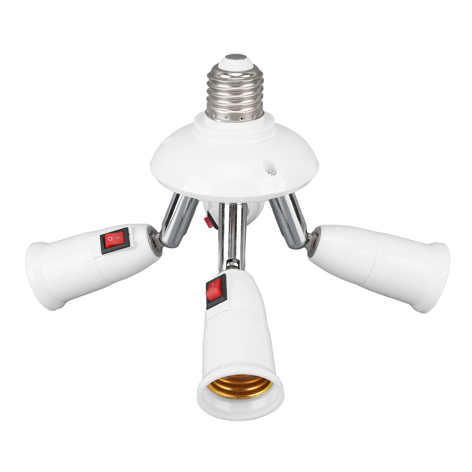 4-in-1-lampenverteiler E26/e27, Hitzebeständig, 360° Drehbar, 180° Biegbar, Mit Schalter, 85–265 V