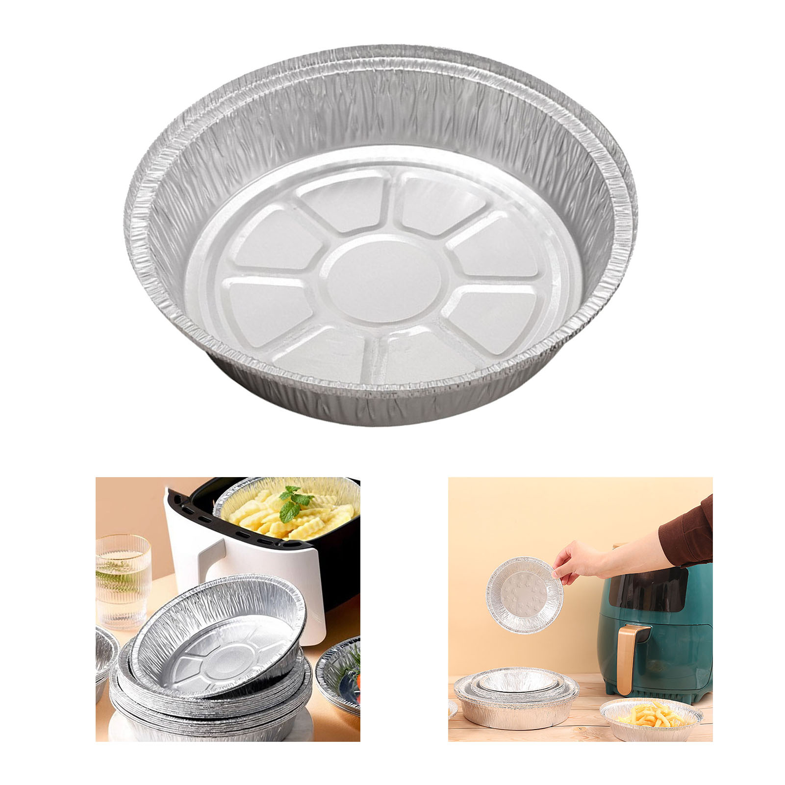 10er-packung Runde 7-zoll-aluminiumfolienformen Für Einwegkochen, Aluminiumfolienschalen Für Heißluftfritteusen Für Den Hausgebrauch