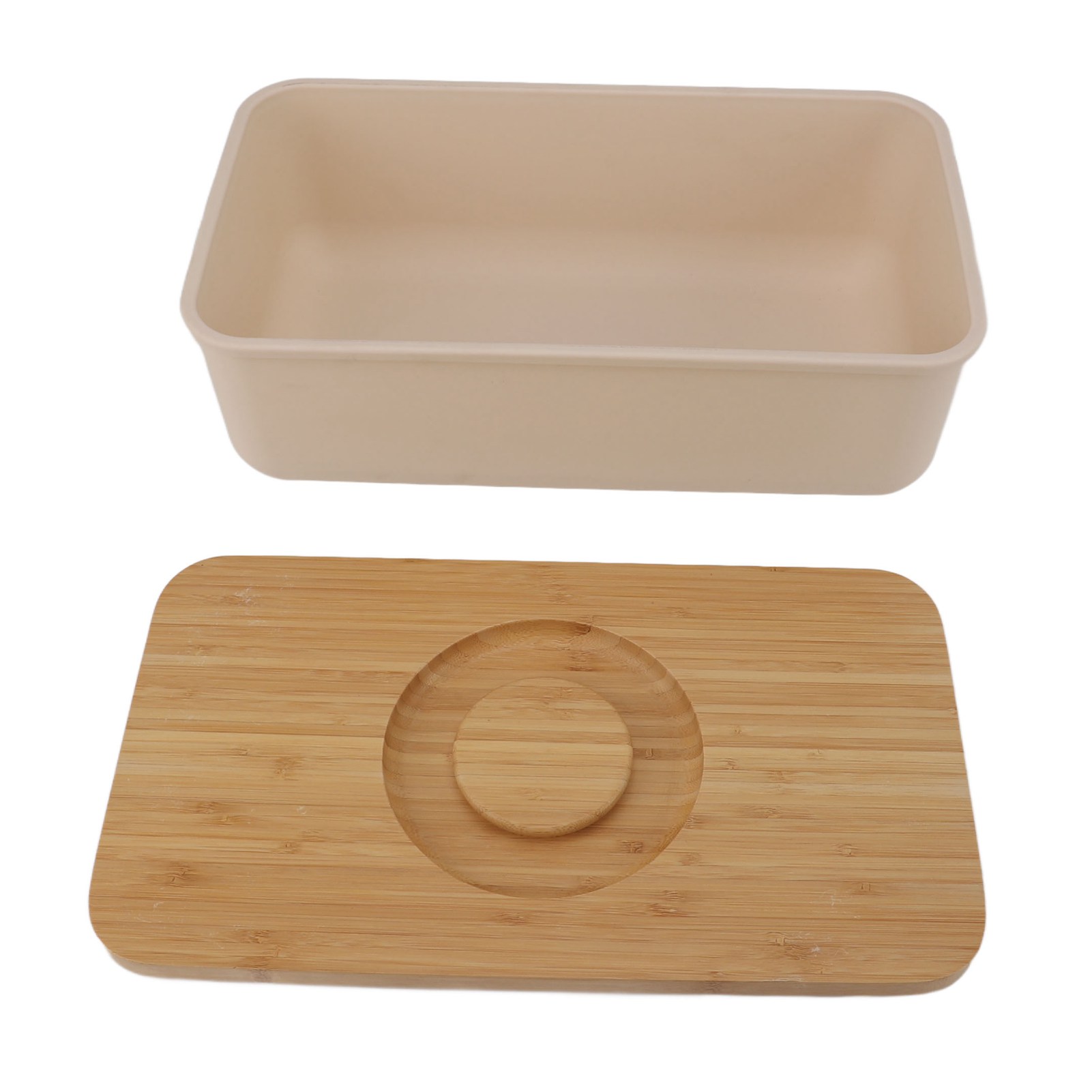 Butterdose Mit Holzdeckel, Hält Frisch, Großes Fassungsvermögen, Moderner Brotkasten Für Die Küchenarbeitsplatte, Beige