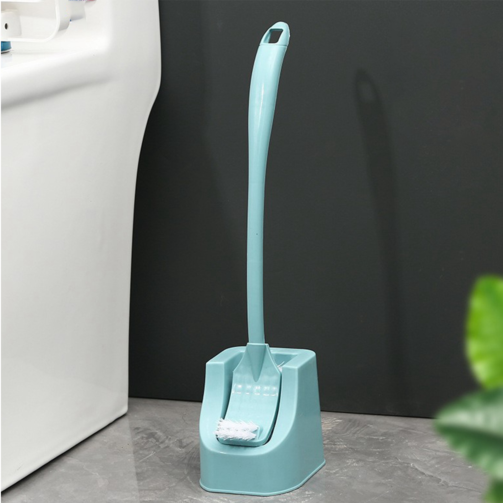Wc-bürstenset, Sehr Effizient, Zur Wandmontage, Mit Langem, Ergonomischem Griff, Für Die Toilettenschüssel, Blau