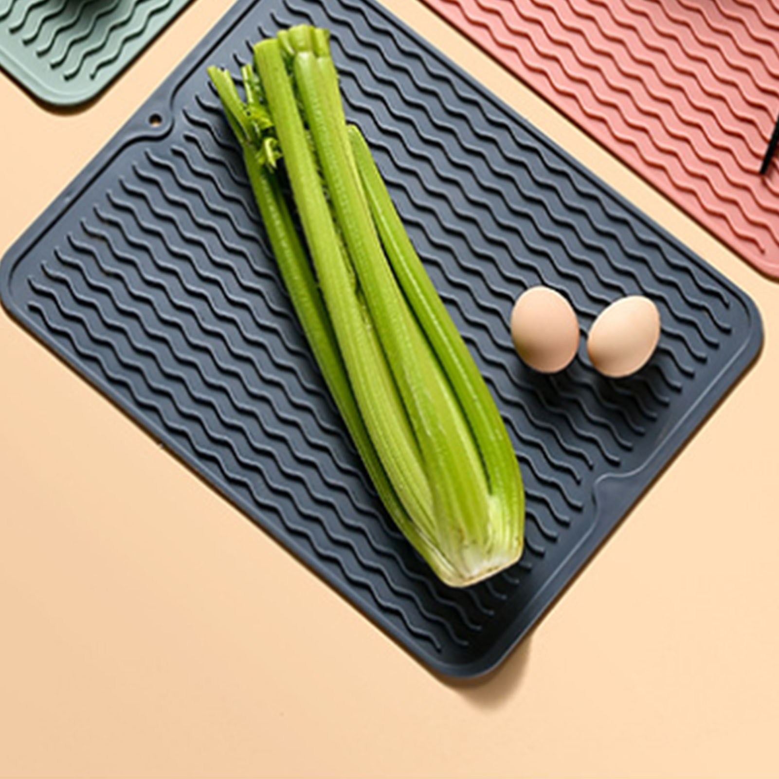 Isoliermatte Aus Rutschfestem Gummi, Wasserdicht, Hitzebeständig, Zum Trocknen Von Geschirr In Der Küche, Blau