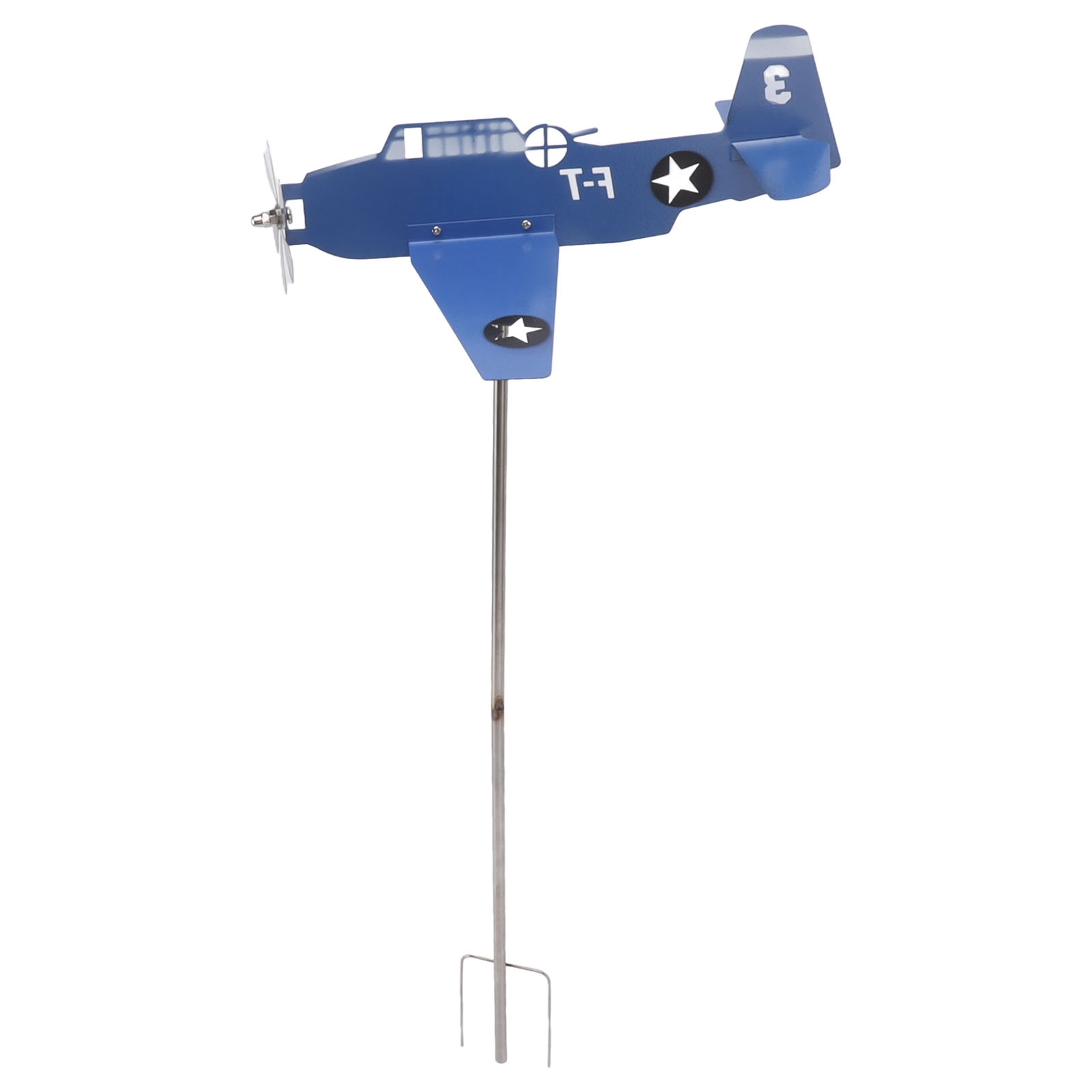 Wetterfahne In Flugzeugform, Windmühle Aus Edelstahl, Für Garten, Terrasse, Rasen, Blau