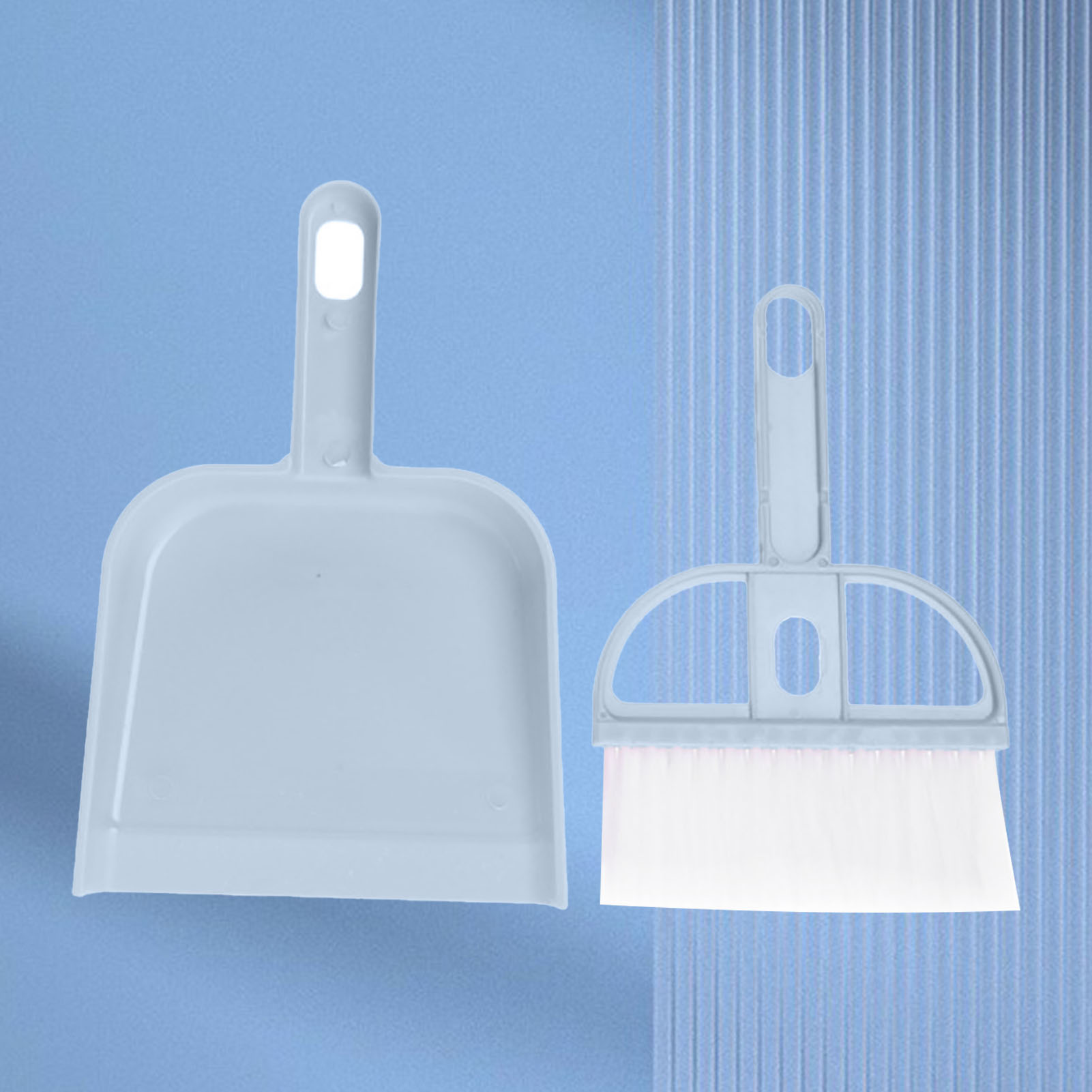 Mini-besen- Und Kehrschaufel-set, 2-teilig, Multifunktionaler Mini-handbesen Und Kehrschaufel Aus Kunststoff Für Den Schreibtisch, Blau