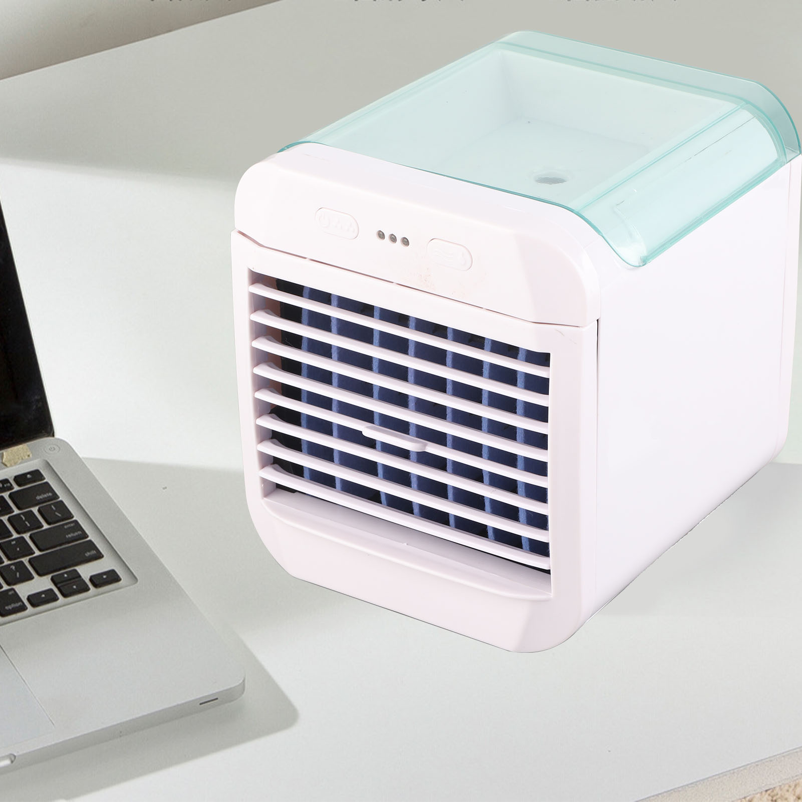 Tragbare Klimaanlage, Mini-ventilator, 3 Windstufen, Usb-betriebener Luftbefeuchter, Nachtlicht, Ventilator, Blau