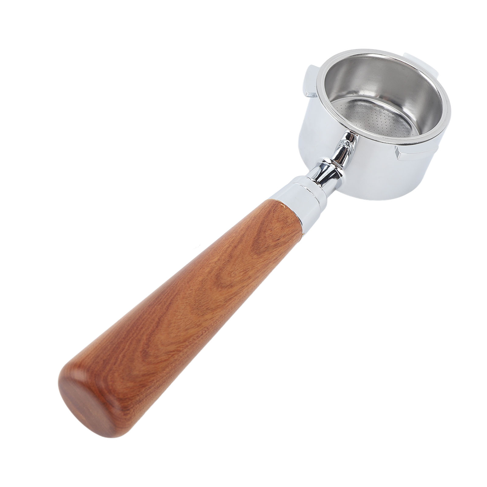 51-mm-filterhalter Aus Aluminiumlegierung Mit 3 Halterungen, Bodenloser Filterhalter Mit Holzgriff Für Kaffeemaschinen, Dunkelbraun