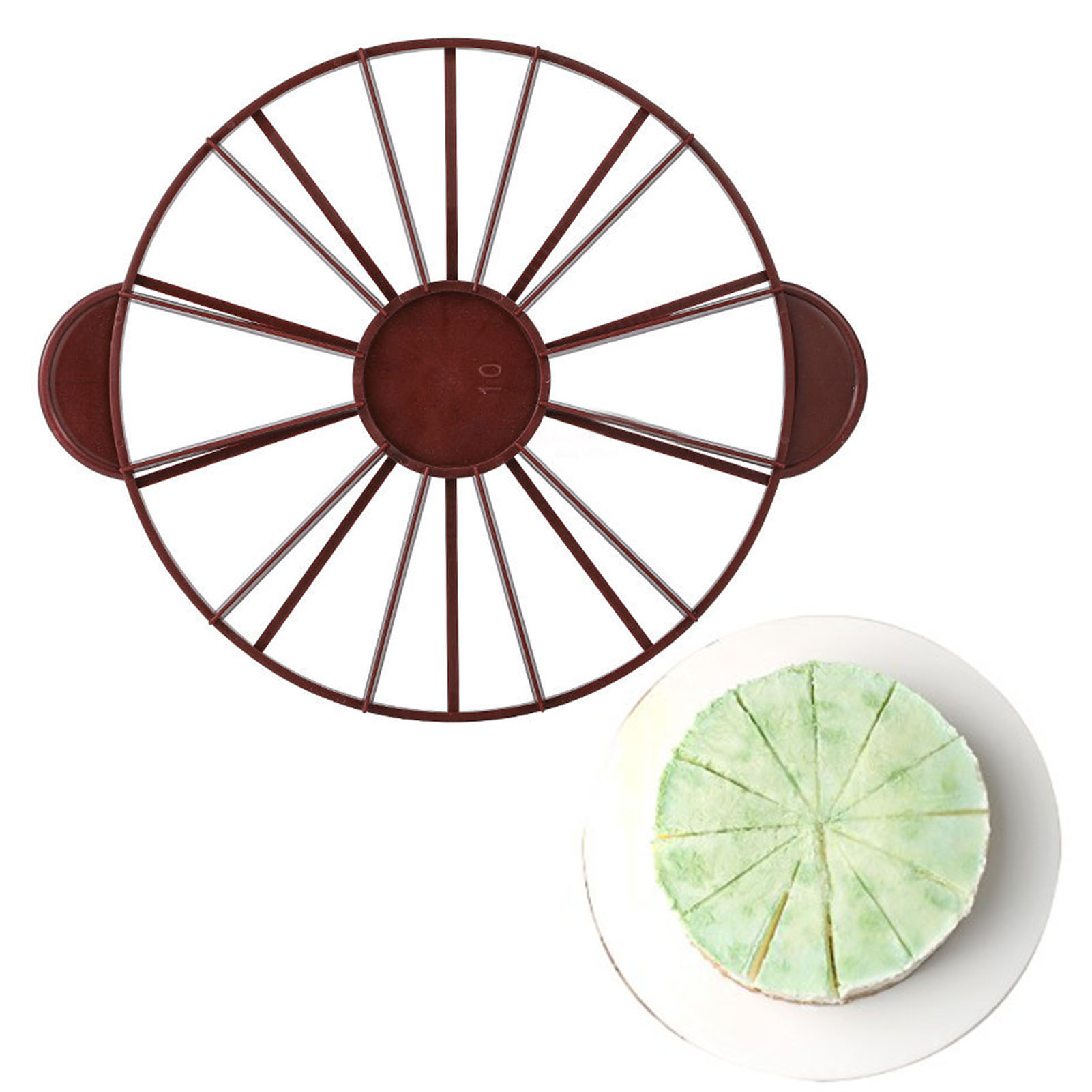 Kuchenmarker, Rund, Lebensmittelecht, Für 10/12 Kuchenstücke, Gleichmäßiger Portionierer, Teigteiler, Backwerkzeug, Dunkelrot (braun), 126 G/4,4 Oz (280 G)