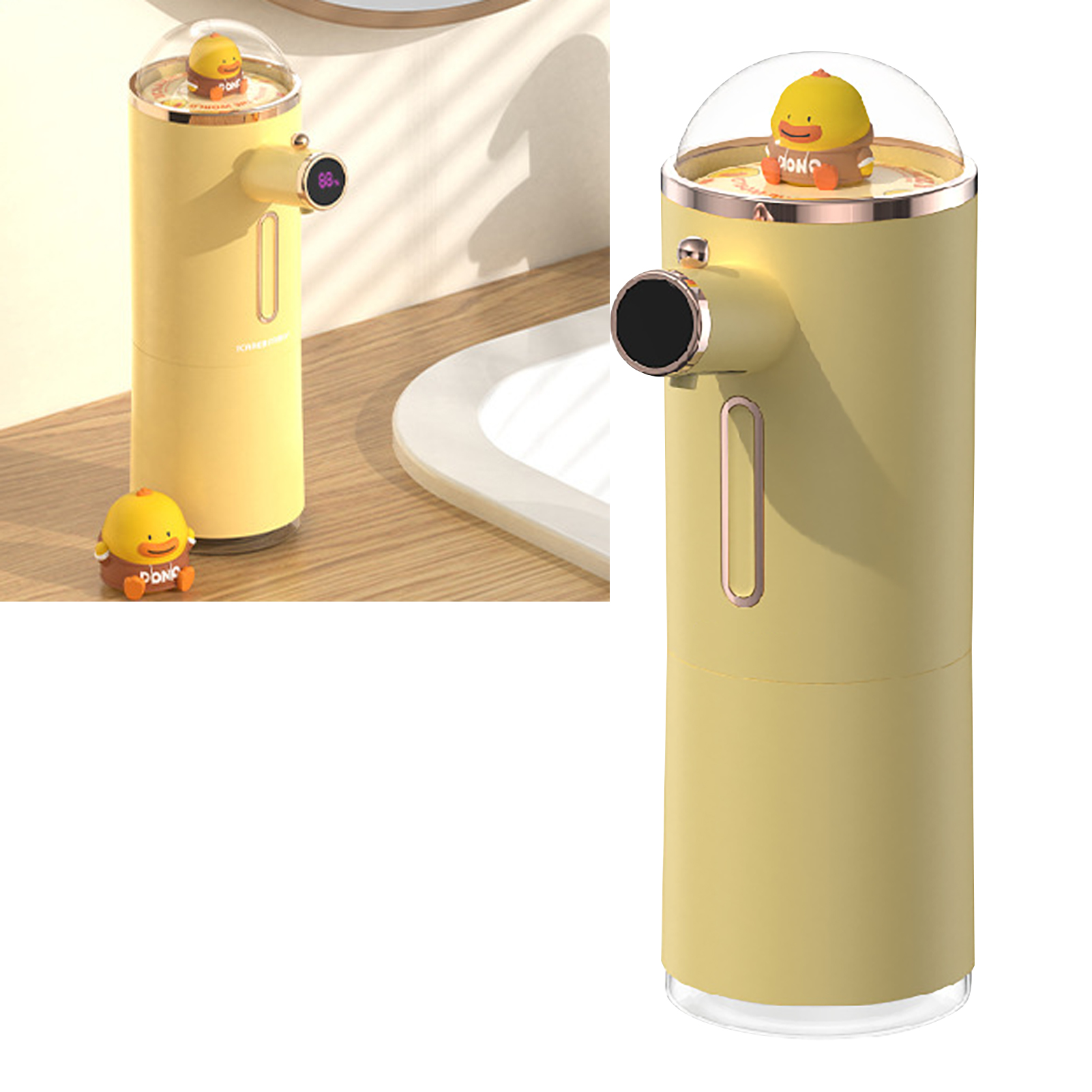 Automatischer Schaumseifenspender, Mit Intelligentem Infrarotsensor, Wasserdicht, Wiederaufladbar, Berührungslos, Gelb