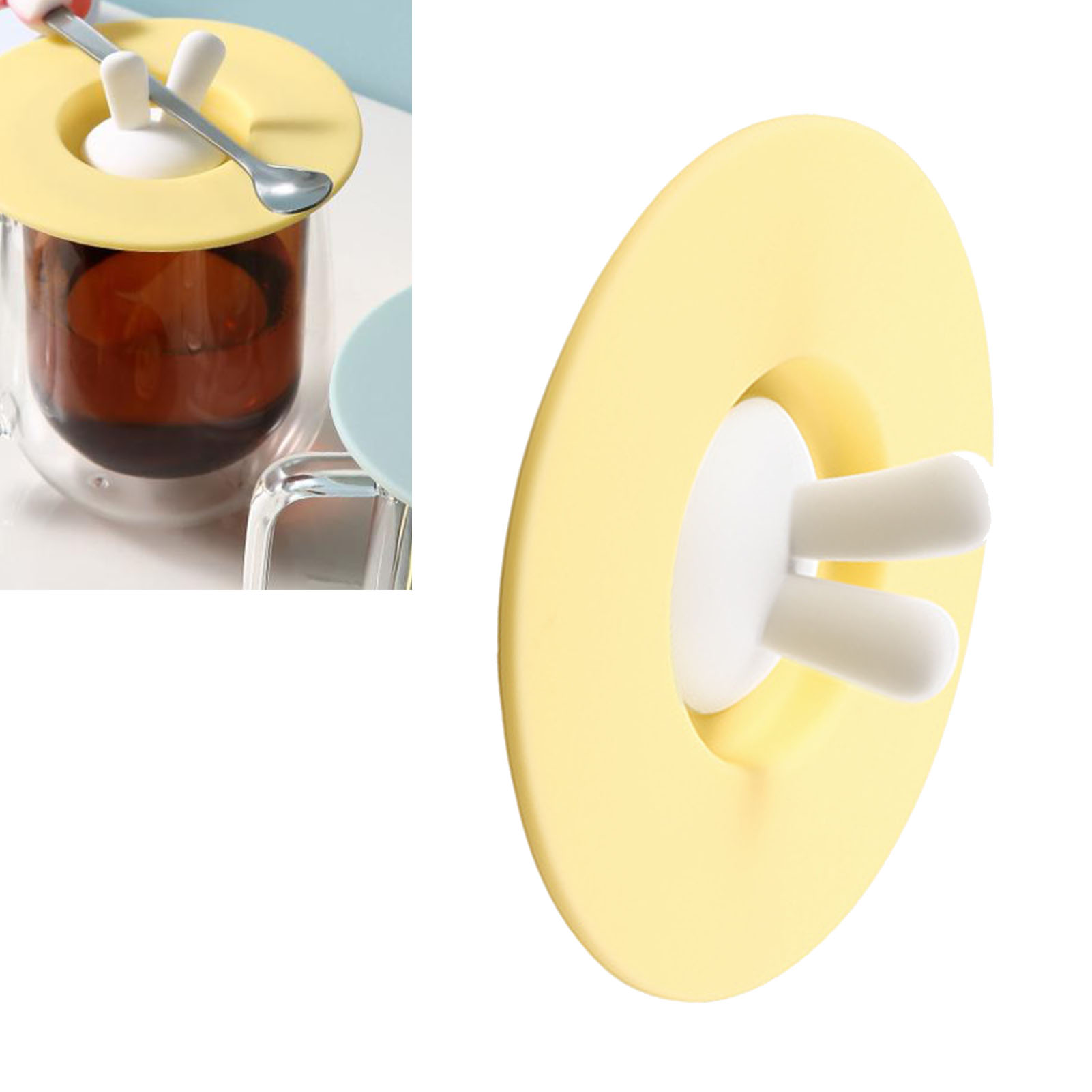 Deckel Für Getränkebecher, Auslaufsicher, Aus Silikon, Lebensmittelecht, Gelb