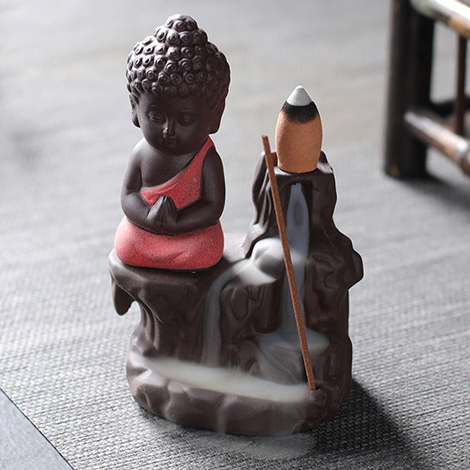 Räucherstäbchenhalter „monk Backflow Relax Comfort“ Mit Lila Sand Und Wasserfall-effekt, Inklusive 30 Räucherstäbchen, Für Büro Und Yoga In Rosa