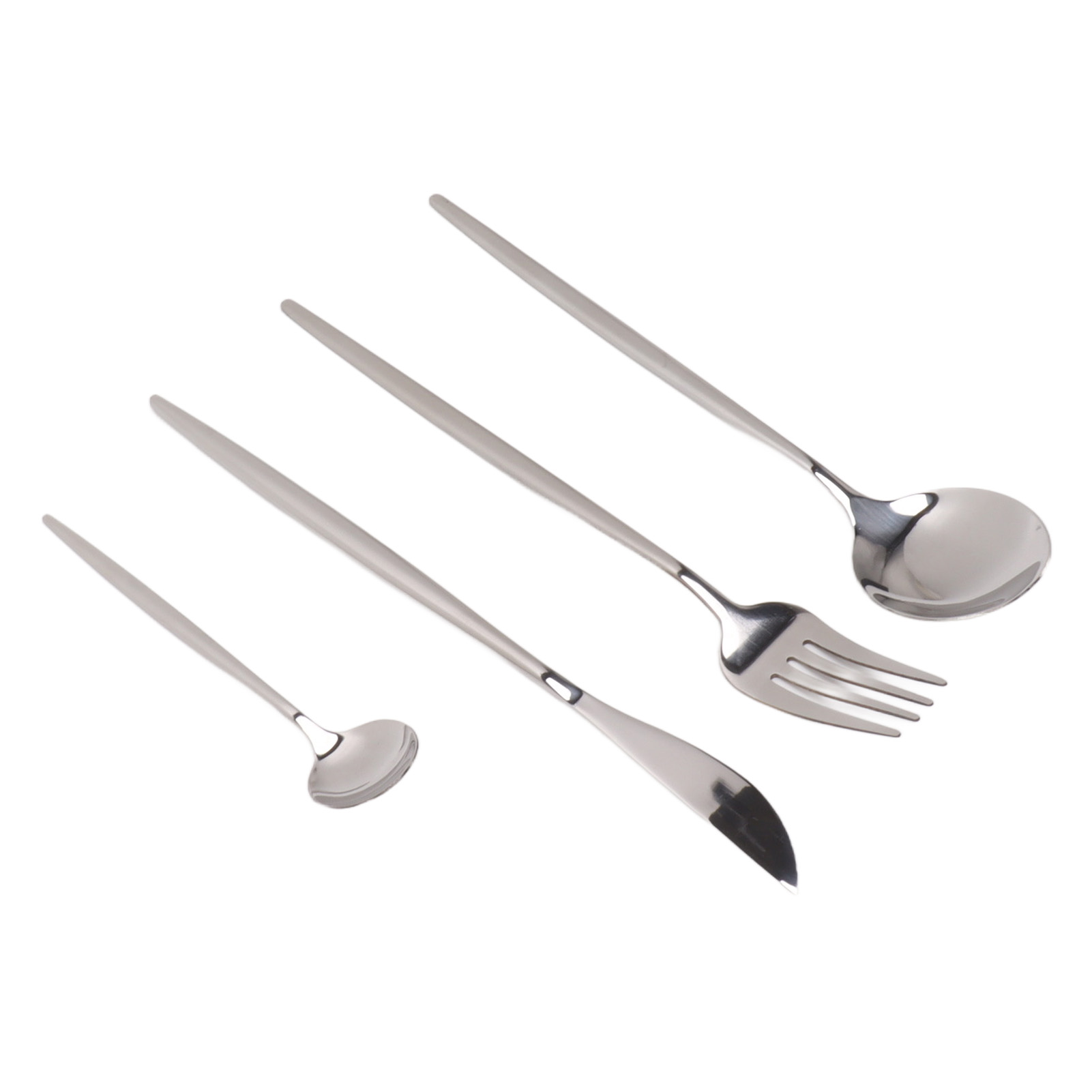 4-teiliges Besteckset, Hochglanzpoliert, Restaurantbesteckset, Silber