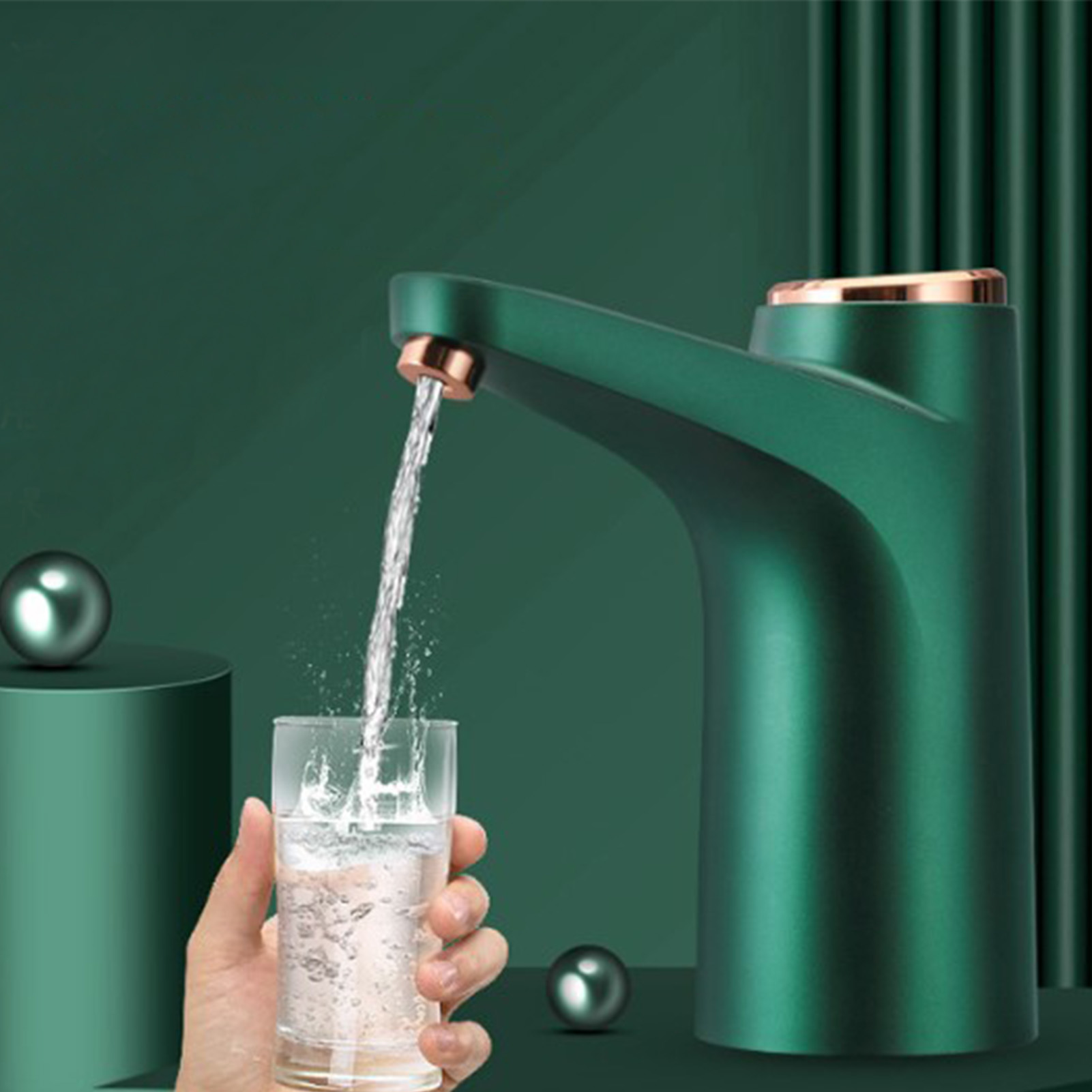 Usb-wiederaufladbarer Wasserspender, Elektrische Trinkwasserpumpe Für Büro, Schule, Krankenhaus, Retro, Grün