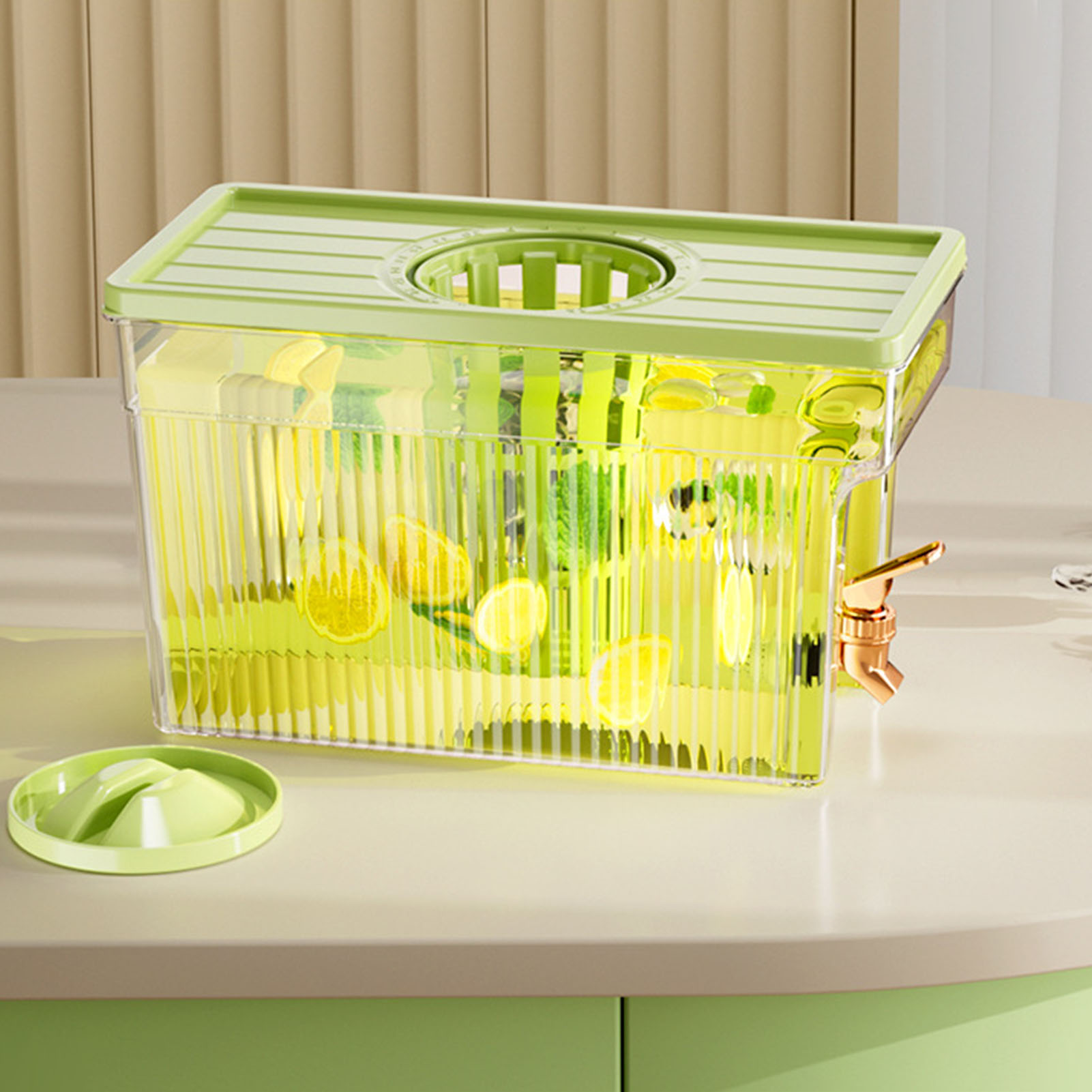 3-liter-pet-wasserkocher Mit Leitungswasserfilter Für Den Kühlschrank, Getränkebehälter Für Zuhause Und Partys, Grün
