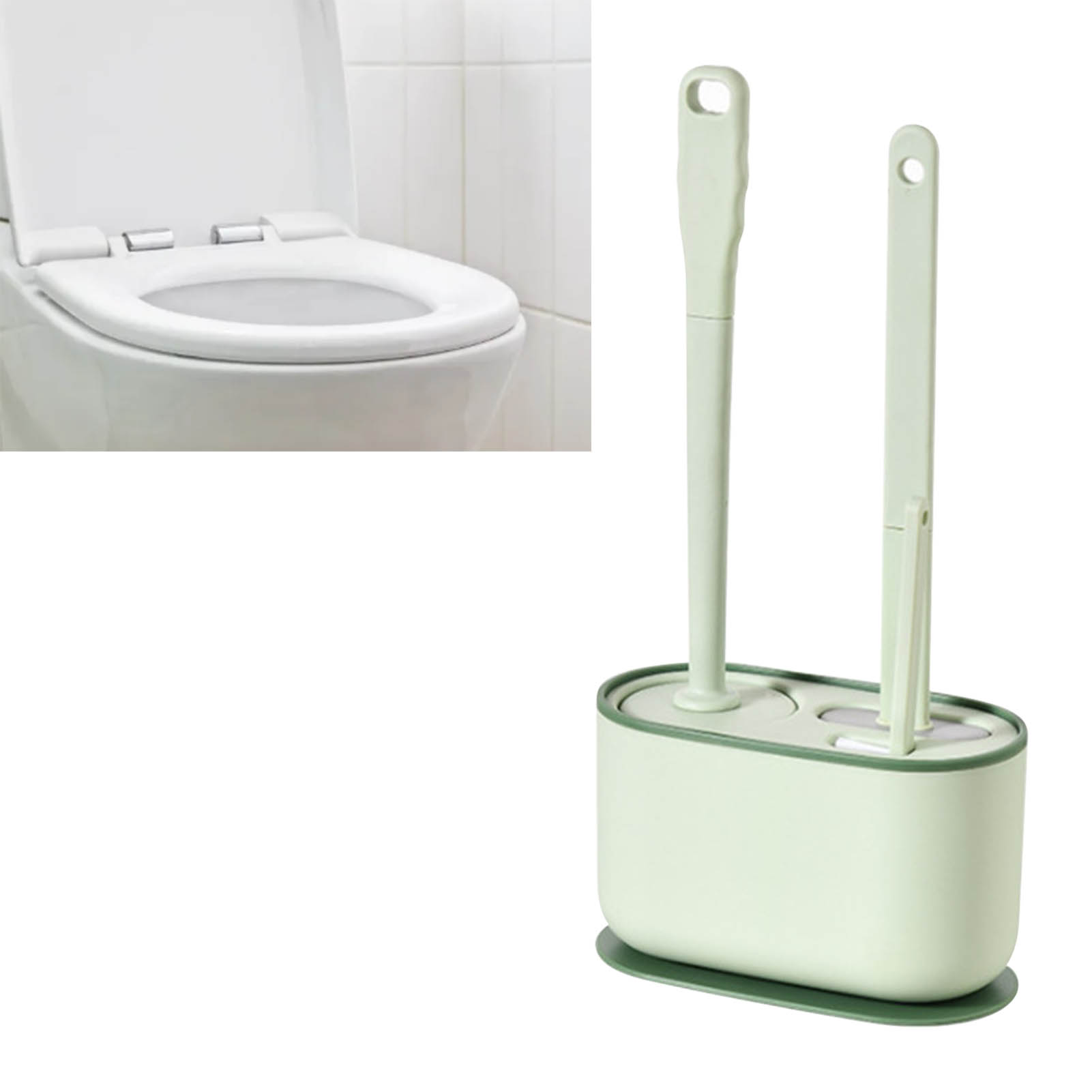 Wc-bürstenset Mit Langem Griff, Für Gründliche Reinigung, Multifunktional, Zum Aufhängen Im Badezimmer, Grün