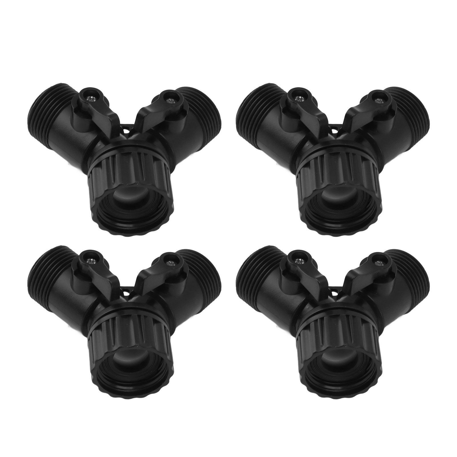 Y-verbinder Für Gartenwasserhahn, 2-wege, 2 Ventile, 4 Stück, Schwarz, Eu-standard