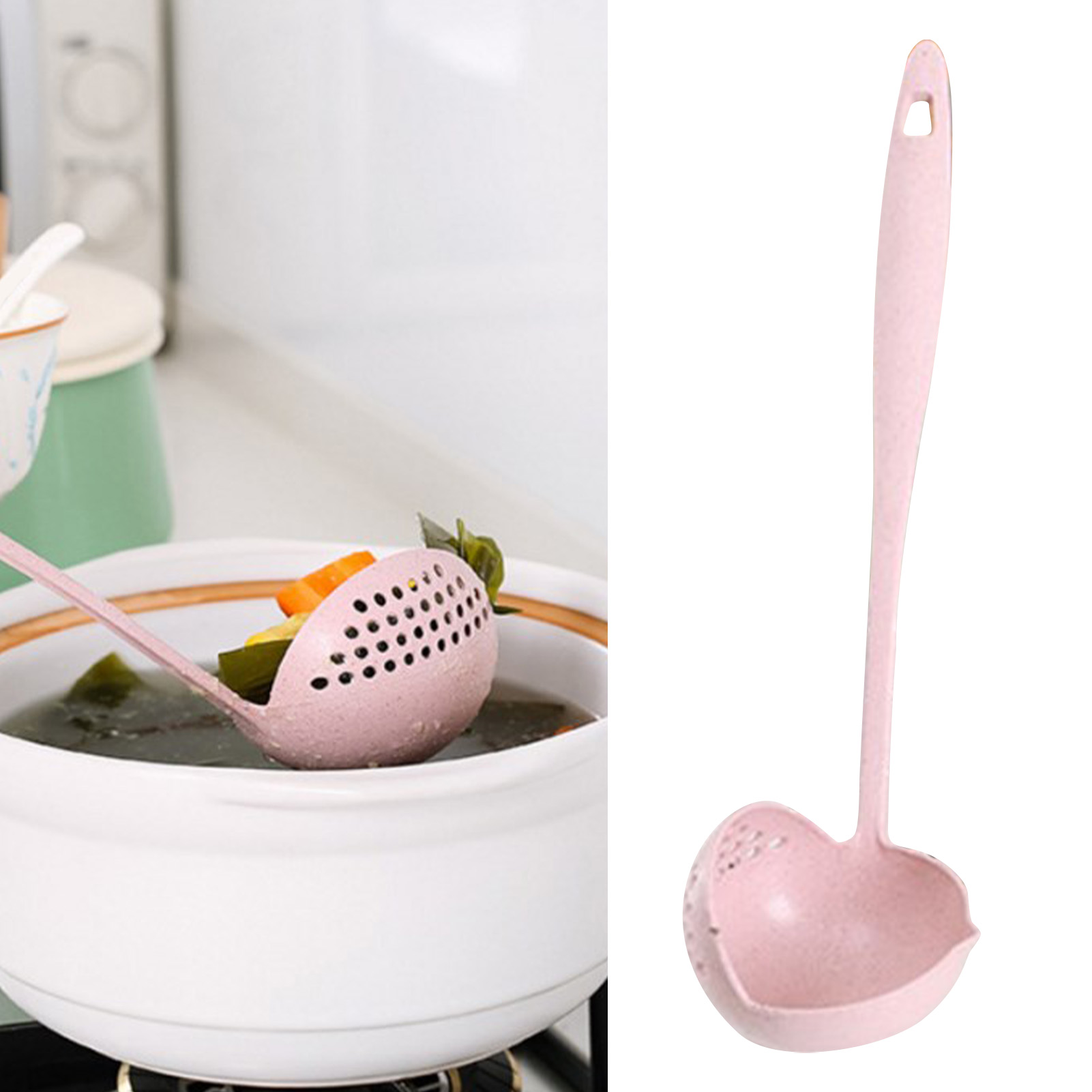 Siebkelle, Rosa, Gerade, 2-in-1, Robust, Mit Stabilem Ausguss, Aufhängeöse, Suppenkelle, Zum Kochen Im Topf, Küche
