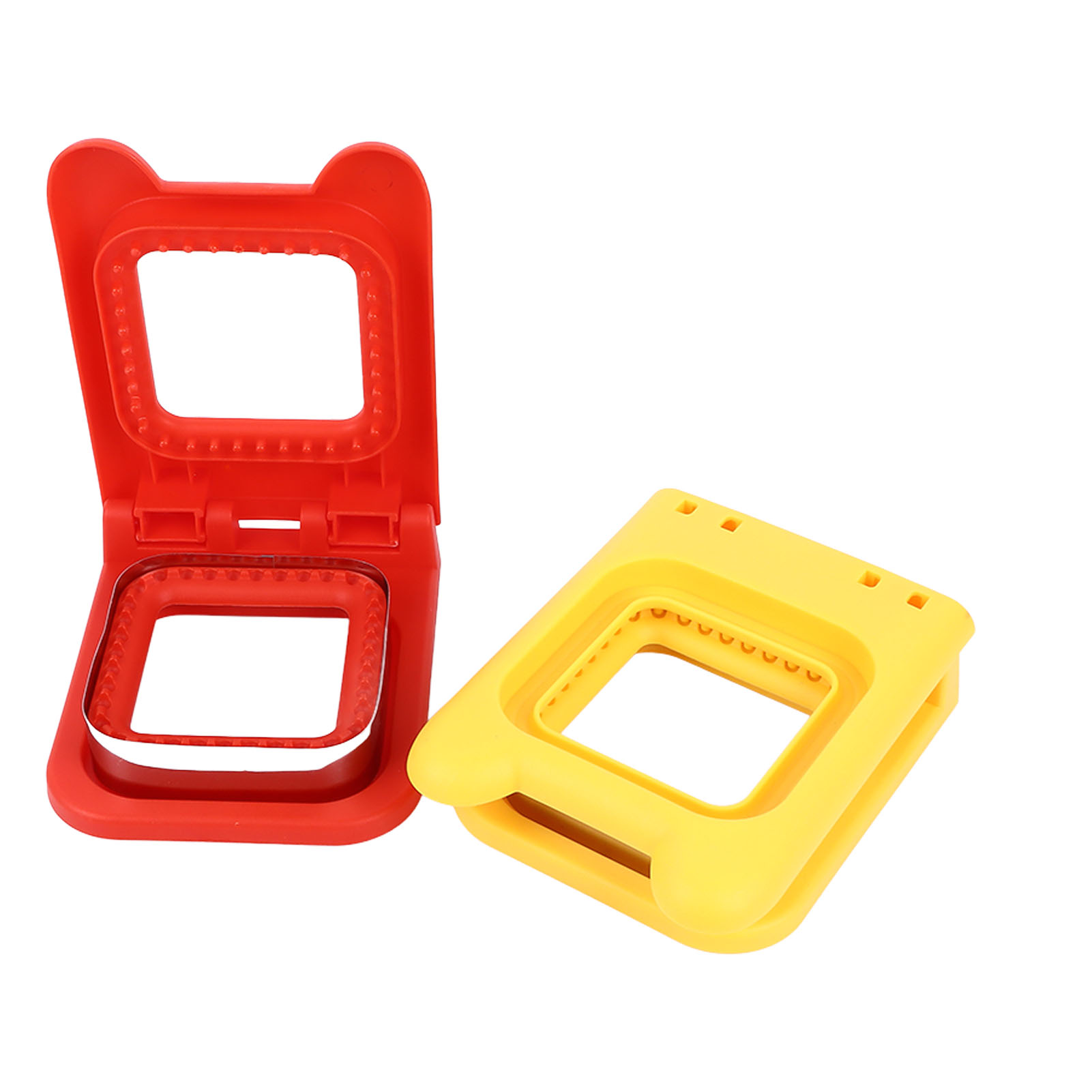 Stück Rote Und Gelbe Quadratische Sandwichformen Aus Edelstahl, Sandwichform-set
