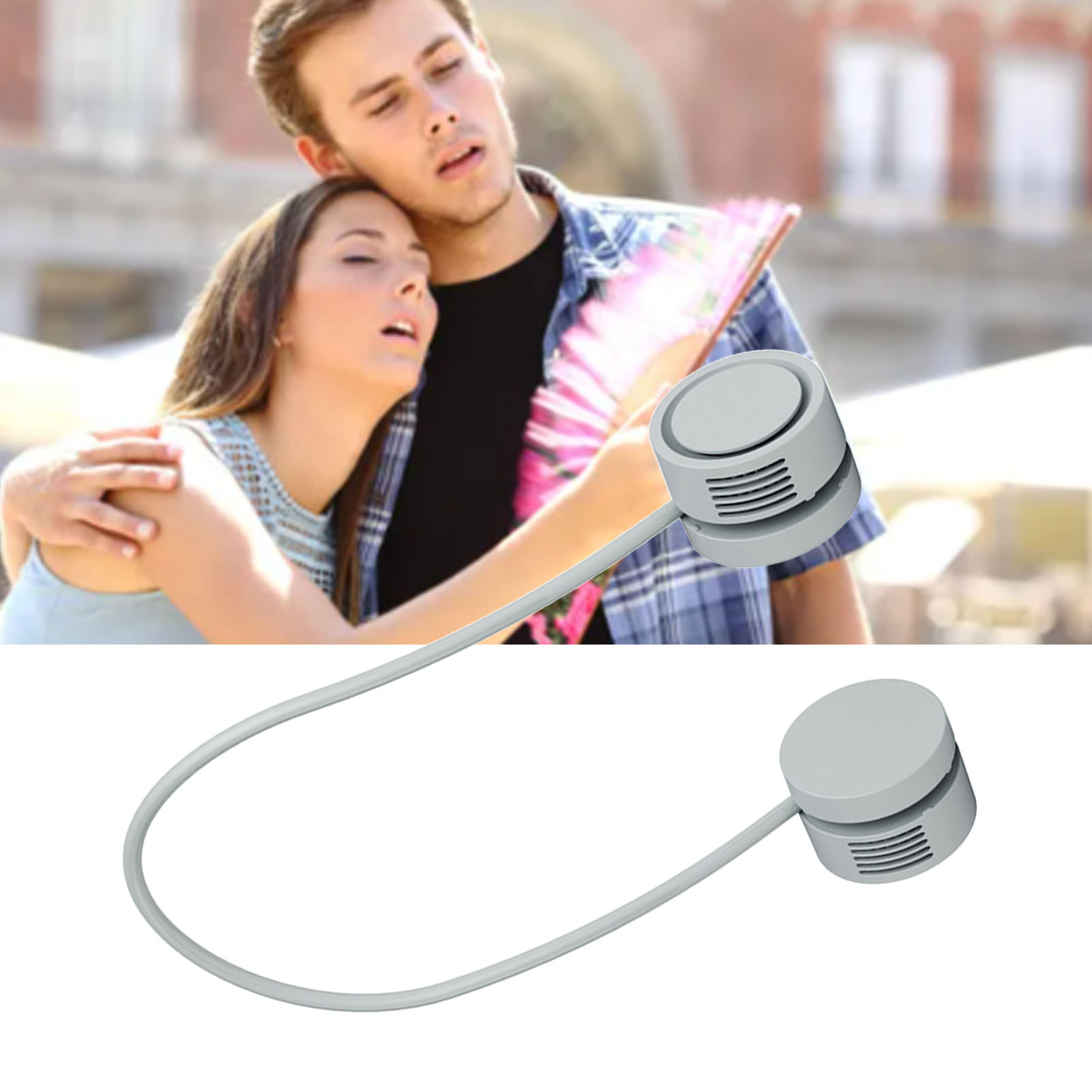 Tragbarer Mini-nackenventilator Mit Usb-ladefunktion, Freihändig, Ohne Rotorblätter, Mit Aromatherapiefunktion Für Den Außenbereich, Hellgrün