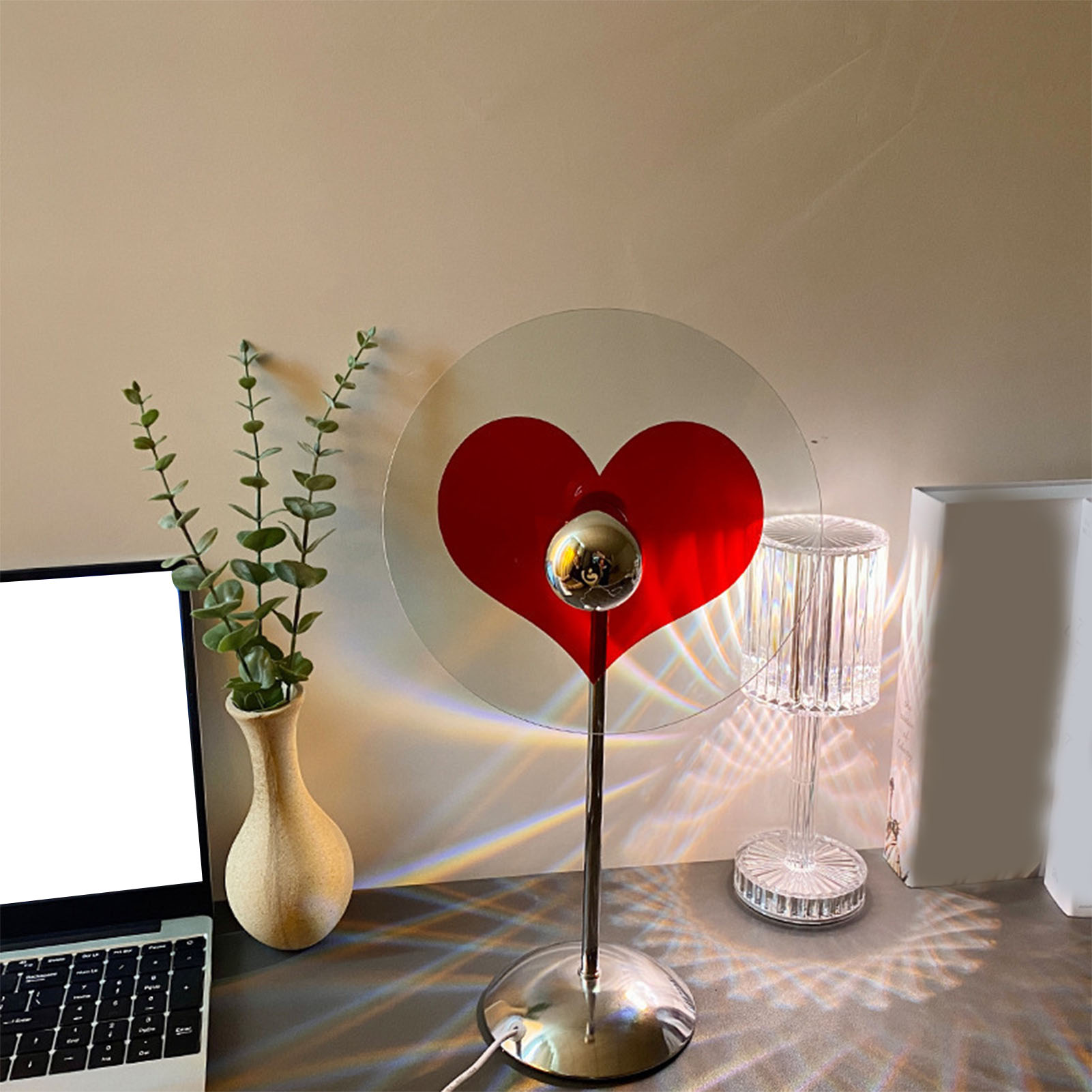 Herzförmige 4-watt-projektionstischleuchte, Warmweißes Licht, Drehbar, Dekorativ, 360°, Mit Ambientebeleuchtung
