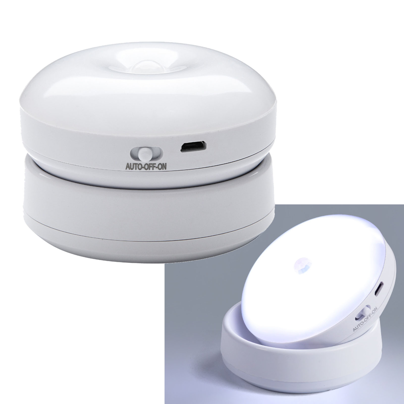 Nachtlampe Mit Bewegungsmelder, 360°-drehung, Led, Wiederaufladbar, Bewegungsaktiviert, Zur Montage An Treppen, Im Kleiderschrank Oder Schrank, Weißes Licht