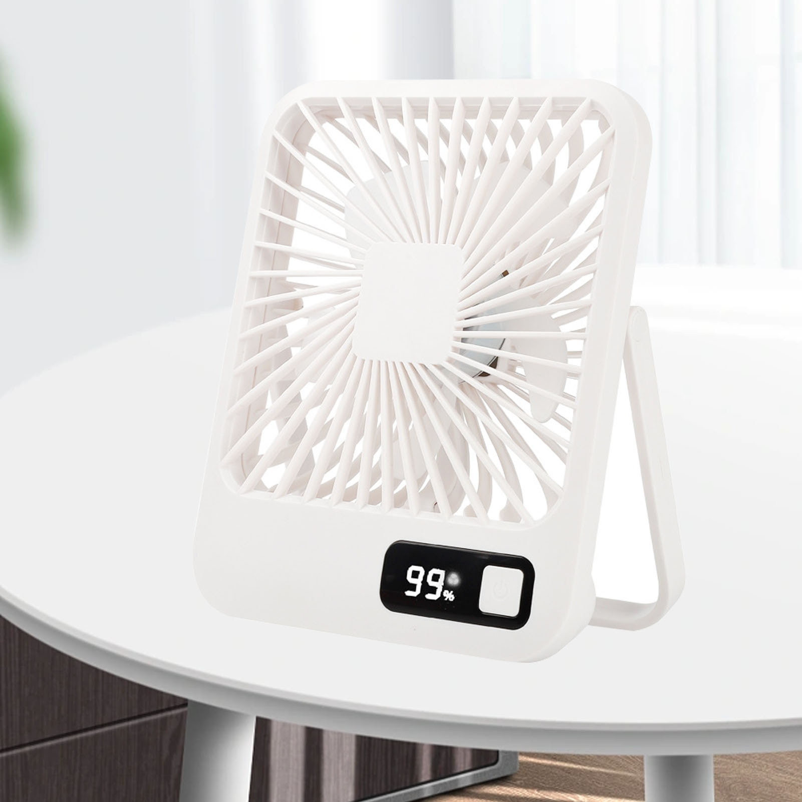 Usb-tischventilator, 5 Geschwindigkeitsstufen, Stabiler Standfuß, Extrem Leise, Usb-ladefunktion, Kleiner Tischventilator Für Büro, Schule Und Zuhause, Weiß