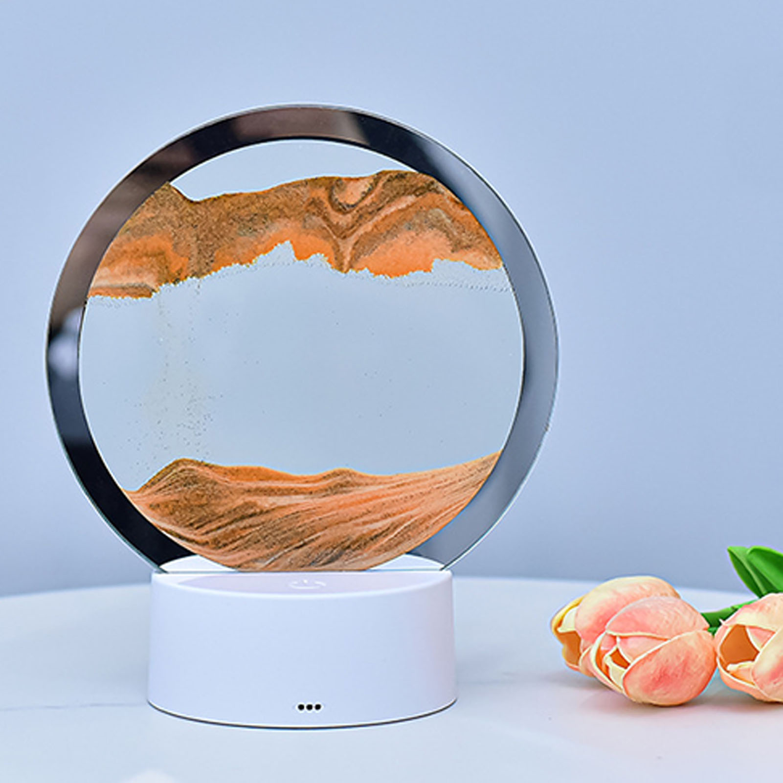 Sandmalerei-tischlampe, 7 Farben, 3d-sandmalerei-sanduhr-tischlampe, Nachttischlampe Für Schlafzimmer, Hotelzimmer, Gold Und Jade