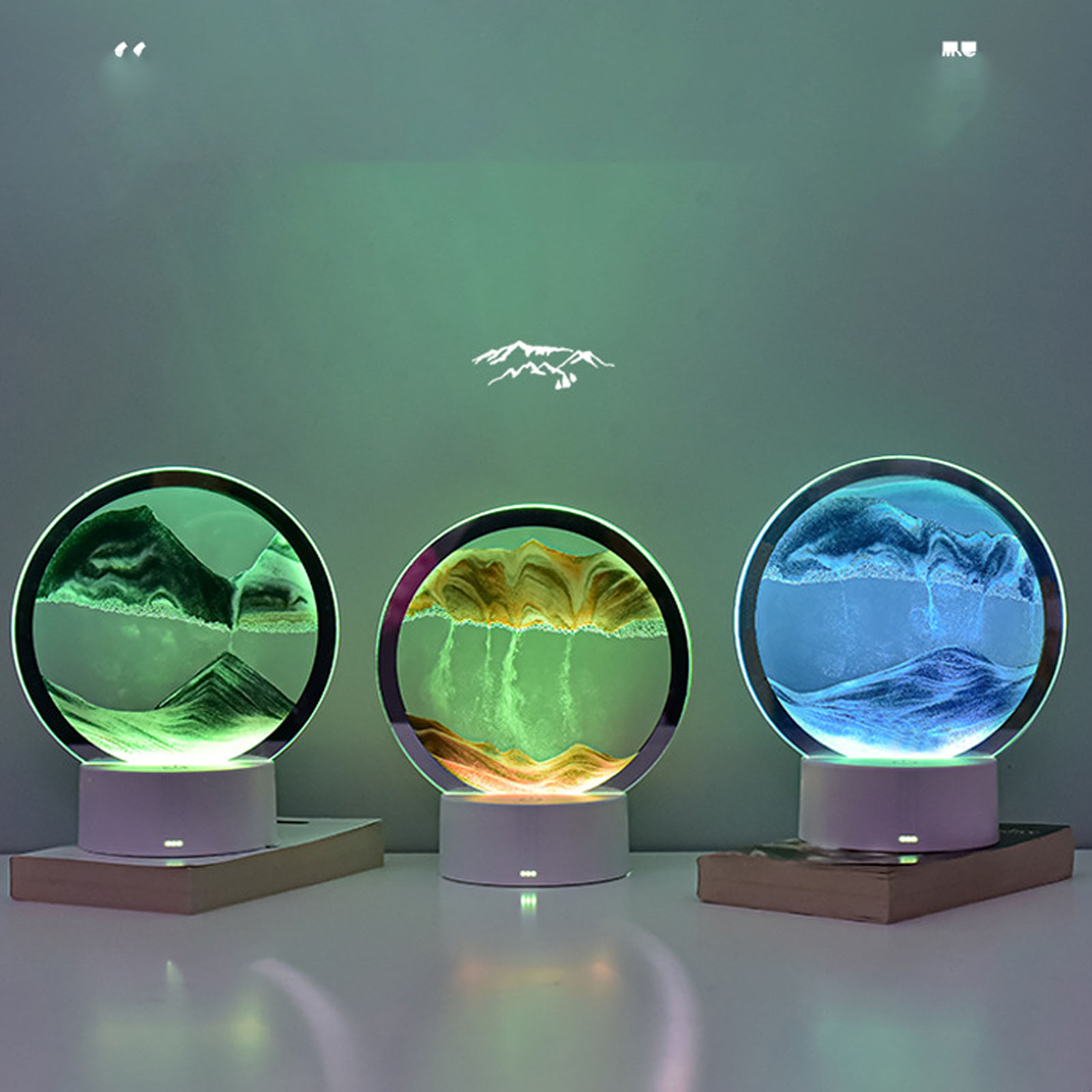 Sandmalerei-tischlampe, 7 Farben, 3d-sandmalerei-sanduhr-tischlampe, Nachttischlampe Für Schlafzimmer, Hotelzimmer, Schwarz-weiß-landschaft
