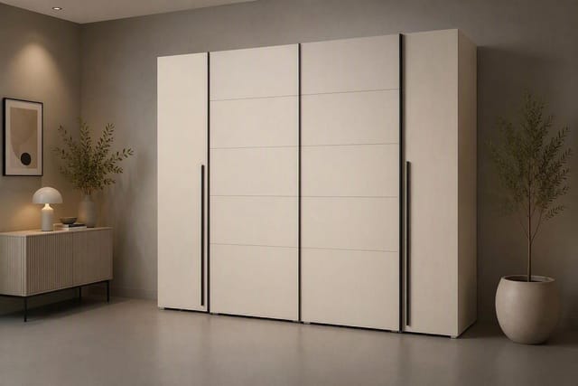FORTE Kleiderschrank Narago, OTTOs Choice, Kombischrank, TOPSELLER, Paneele wechselbar (B/H/T ca. 270/210/61cm, Farbe Weiß auch mit Spiegeln) Schwebetüren in Kombination mit Drehtüren, Made in Europe