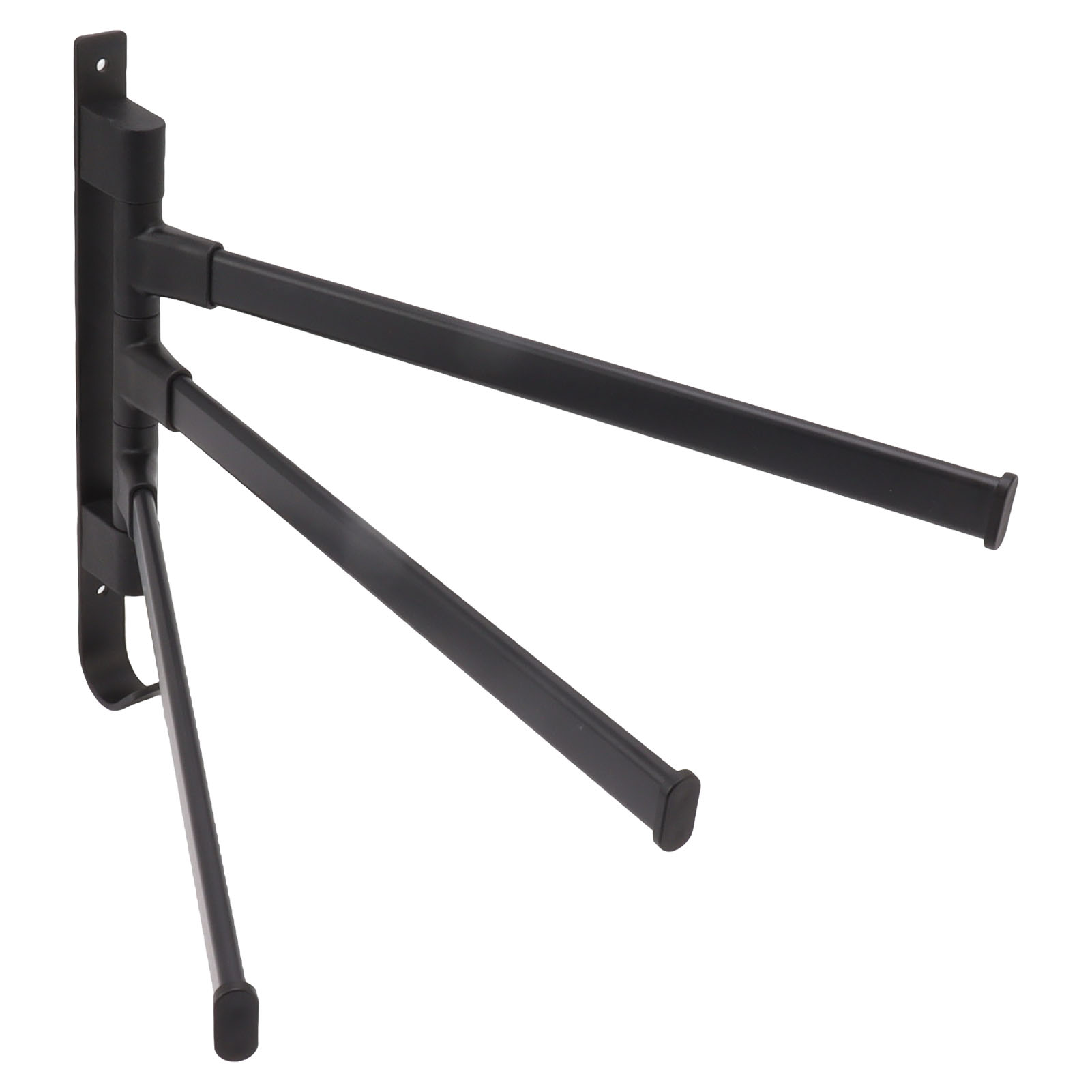 Schwarzer, Schwenkbarer Handtuchhalter, Wandmontage, Eckmontage, Badezimmer, 3-armig
