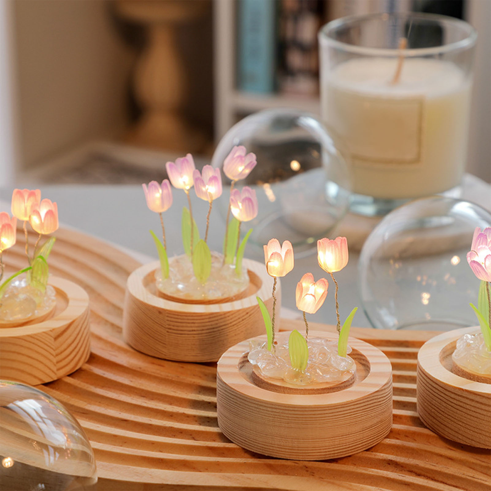 Nachtlampe In Blütenform, Tulpenförmige Nachtlampe, Heimdekoration, Nachtlampe, Nachtlampe Für Büro, Schlafzimmer, Lila