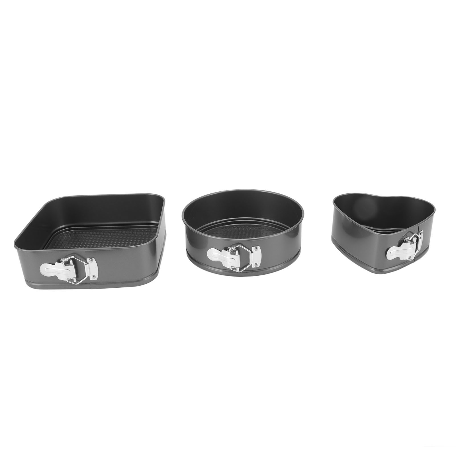 Set Mit 3 Kuchenformen Aus Kohlenstoffstahl, Rund, Herzförmig, Quadratisch, Leicht Zu Lösen, Doppelt Beschichtet, Für Die Küche, 18/20/22