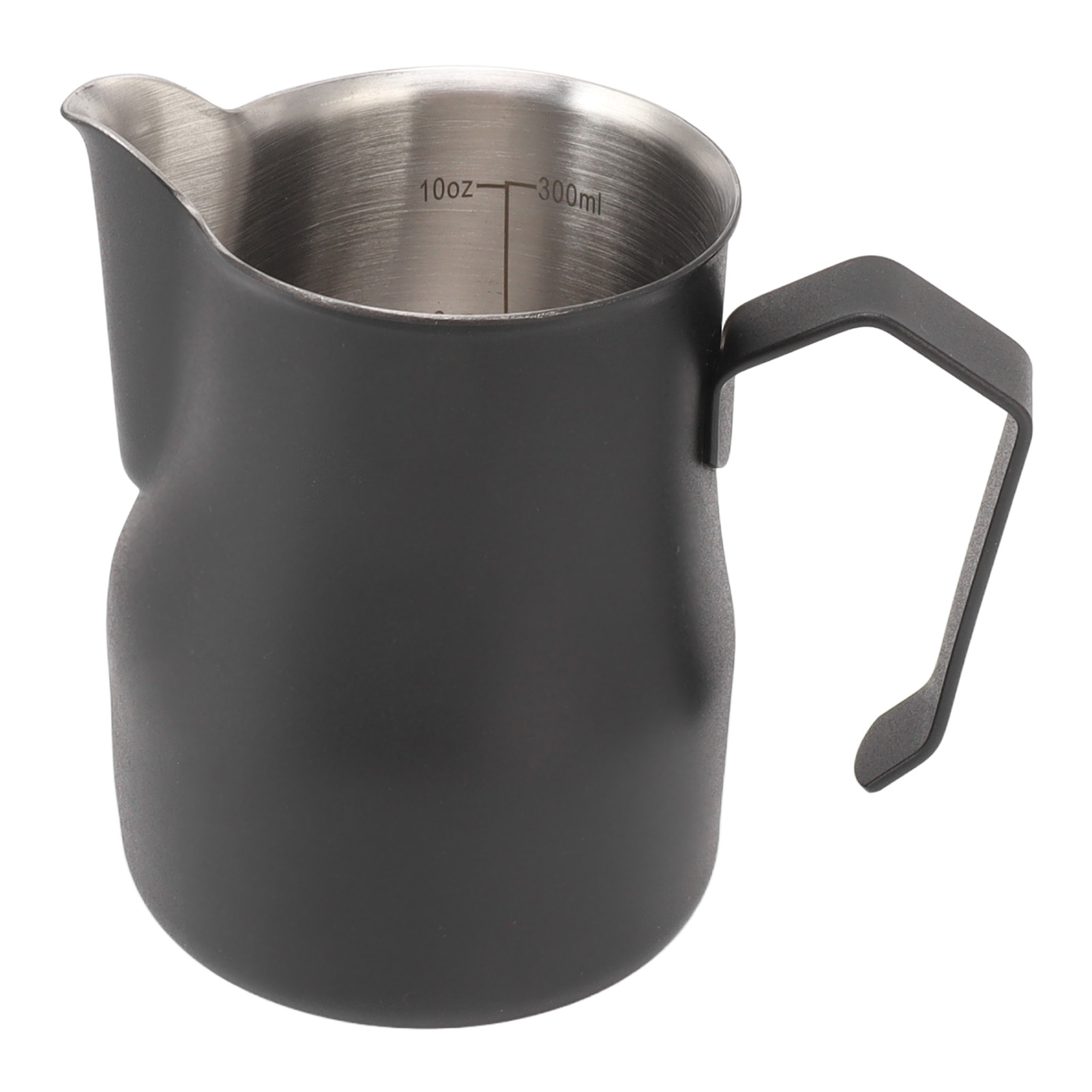 Milchkännchen, Edelstahlbecher 304, Mit Ausgießer Und Skala, Latte-kaffeekanne, Für Büro Und Arbeit, Mattschwarz, 350 Ml