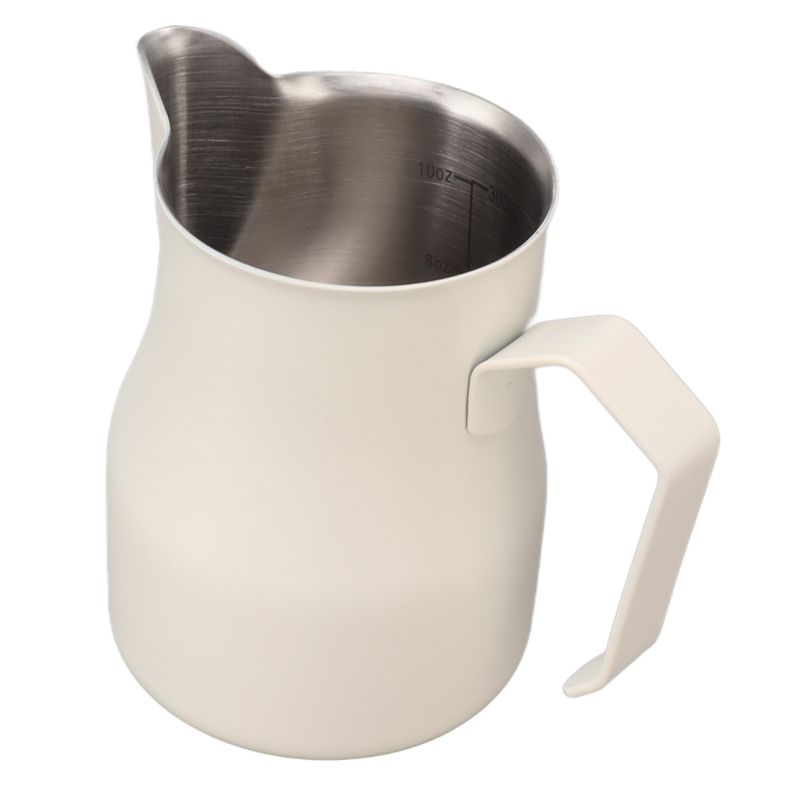Milchkännchen, Edelstahlbecher 304, Mit Ausgießer Und Skala, Latte-kaffeekanne, Für Büro Und Arbeit, Mattweiß, 350 Ml