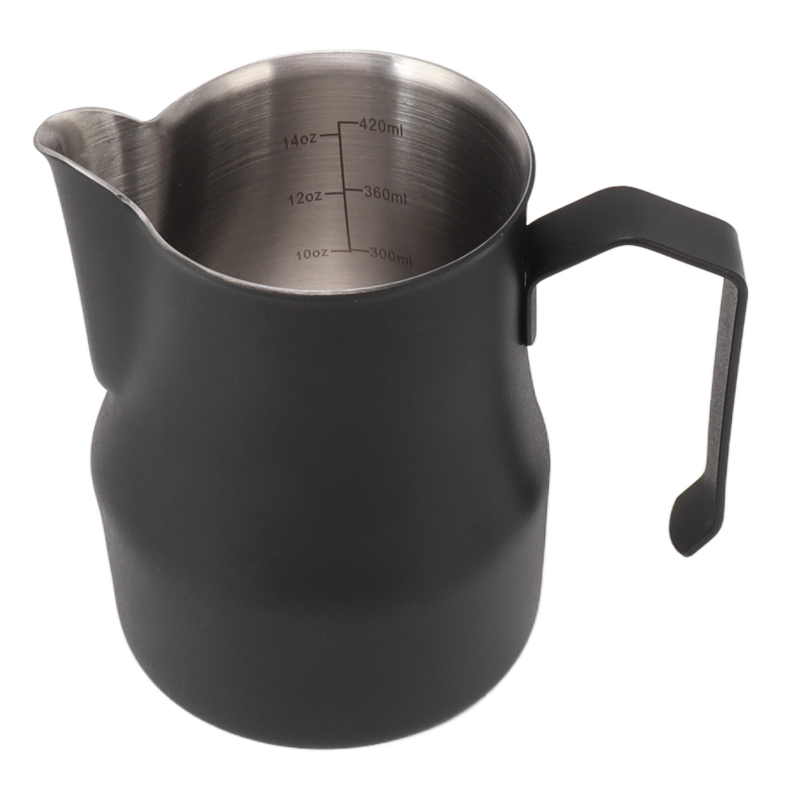 Milchkännchen, Edelstahlbecher 304, Mit Ausgießer Und Skala, Latte-kaffeekanne, Für Büro Und Arbeit, Mattschwarz, 550 Ml