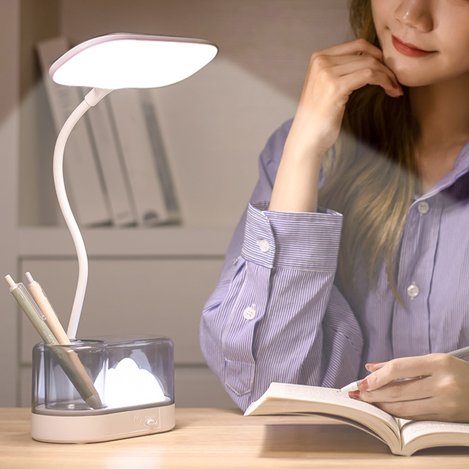3-in-1 Led-schreibtischlampe, Smartes Nachtlicht, Stifthalter, Lese- Und Augenschutzlampe Für Schlafzimmer, Büro, Studentenwohnheim