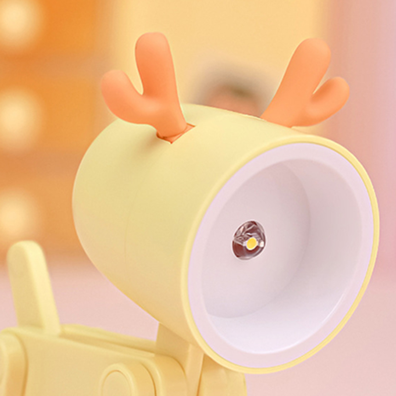 Mini-nachtlicht Mit Niedlichem Tiermotiv, Kawaii-led-schreibtischlampe, Mini-handyhalter, Dekorative Wohnaccessoires, Gelbes Reh