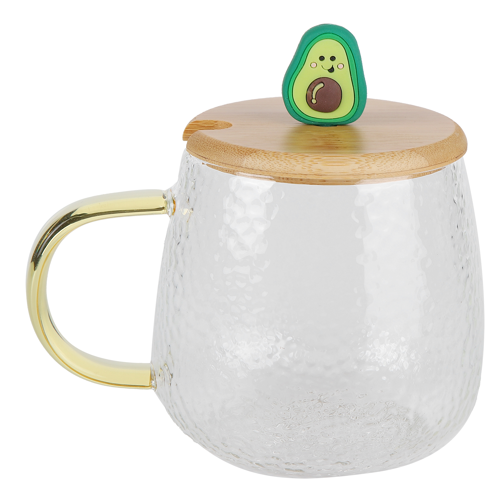 Charmante, Hitzebeständige 400-ml-tasse Aus Borosilikatglas Mit Stahllöffel Und Bambusdeckel (avocado)