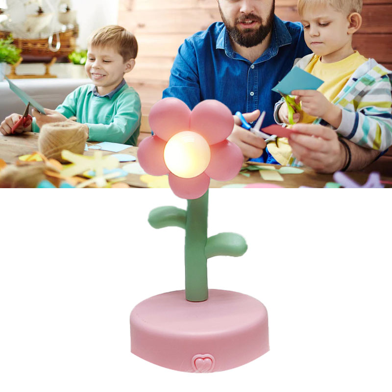 Tischlampe, Niedliches Blumenförmiges Nachtlicht, Tragbare Dekorative Schreibtischlampe Für Büro Und Studentenwohnheim, Rosa