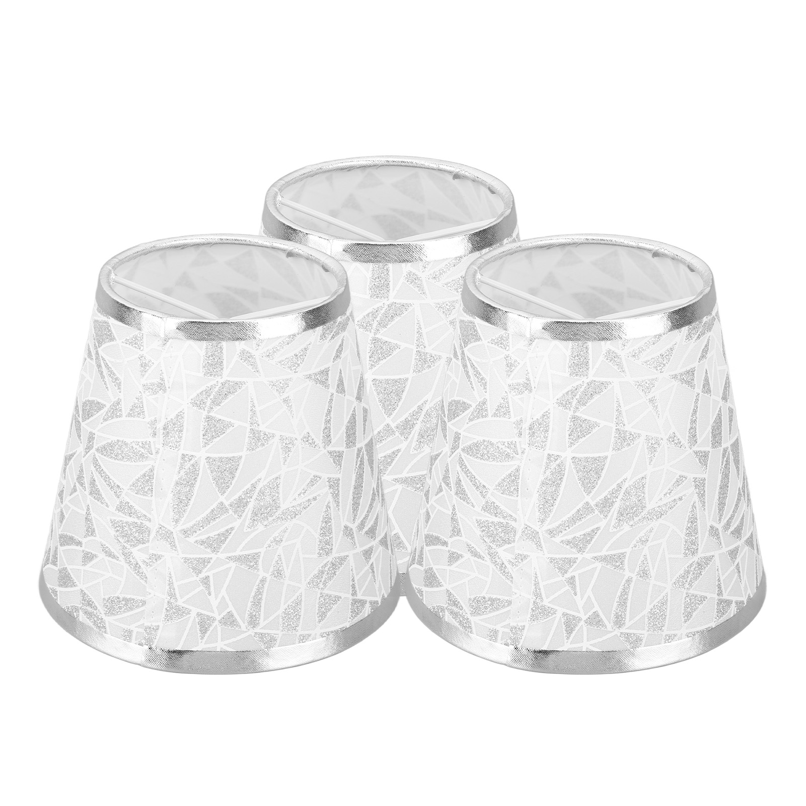Stofflampenschirm, Zum Aufklemmen, Modern, Tonnenförmig, Stoff, Für Kronleuchter, E14-glühbirnen, Wandlampe, 3-teilig, Silber