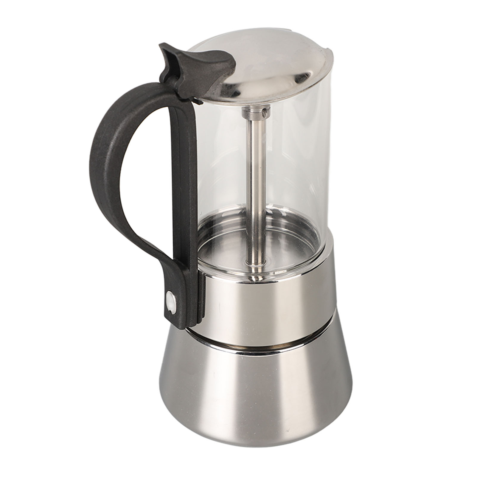 Moka-kanne Mit Kristallglasdeckel, Edelstahl-herdplatte, Klassische Italienische 4-tassen-kaffeemaschine