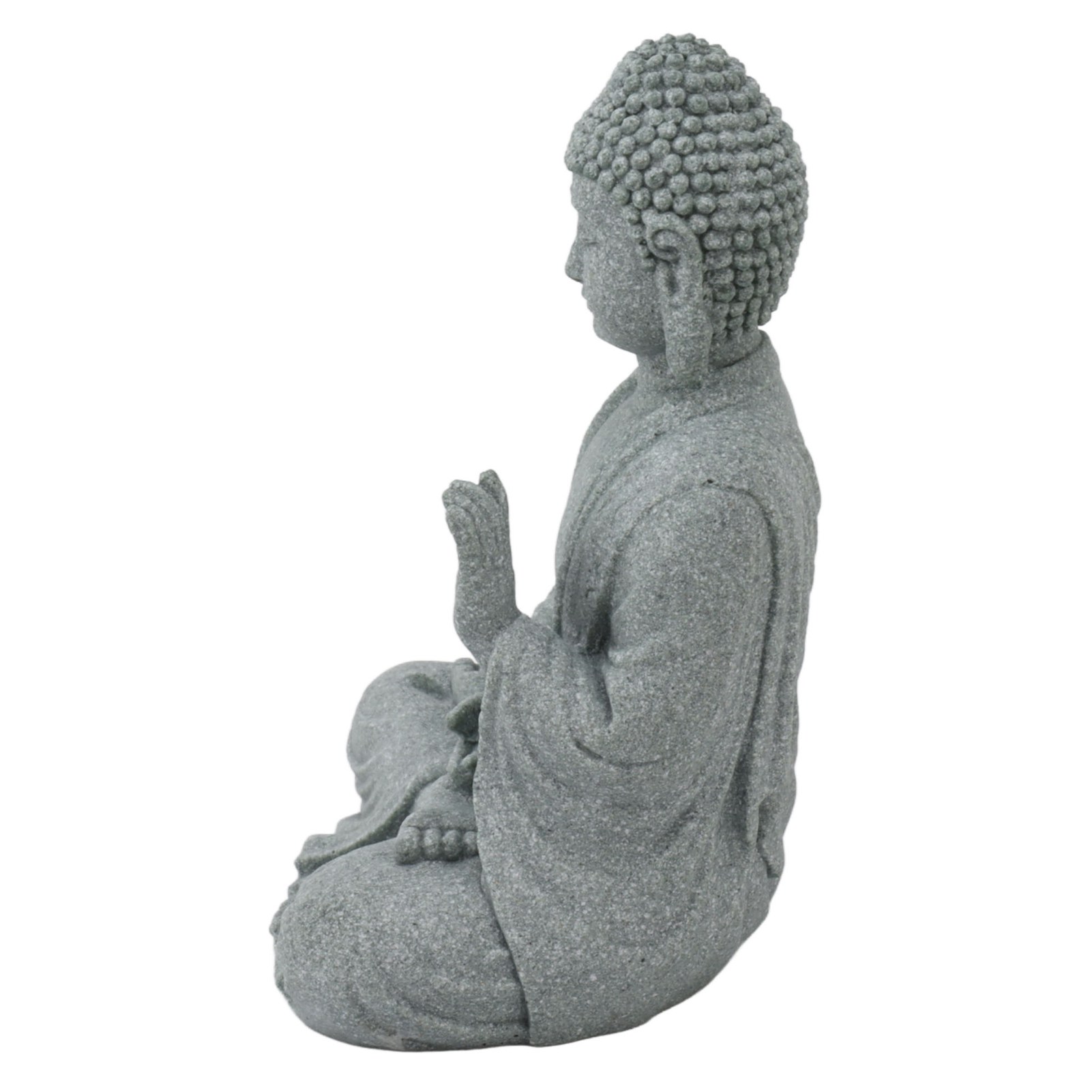 Buddha-statue Aus Grünem Sandstein, Sitzende Buddha-figur, Wohnzimmerdekoration, Innenhof 7135k-02