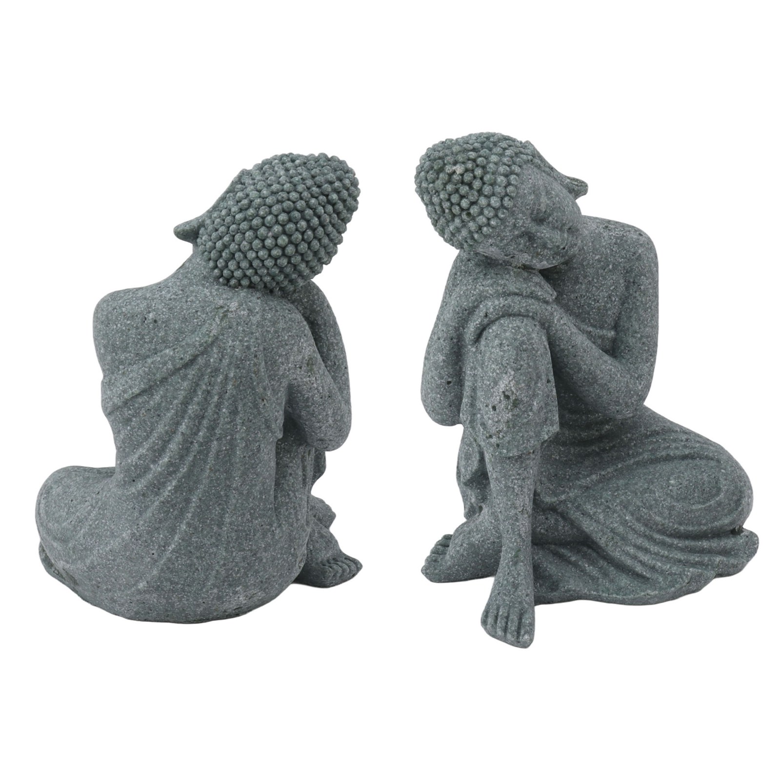 Buddha-statue Aus Grünem Sandstein, Sitzende Buddha-figur, Wohnzimmerdekoration, Innenhof 7135k-05